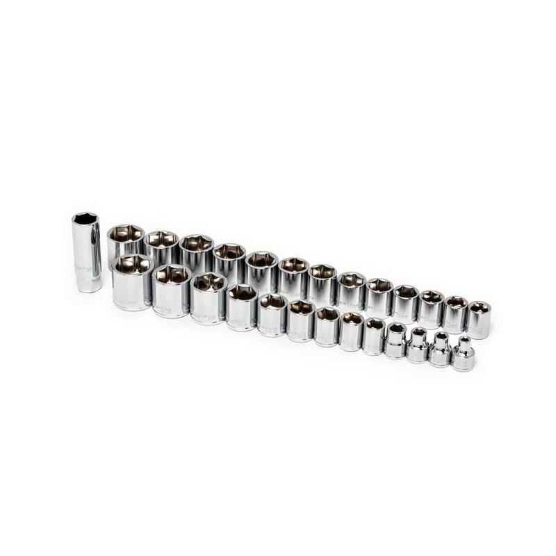 Juego de herramientas mecánicas estándar Crescent de 1/4 y 3/8 pulgadas con unidad de 6 puntos SAE/métrica y estuche (150 piezas) - CTK150