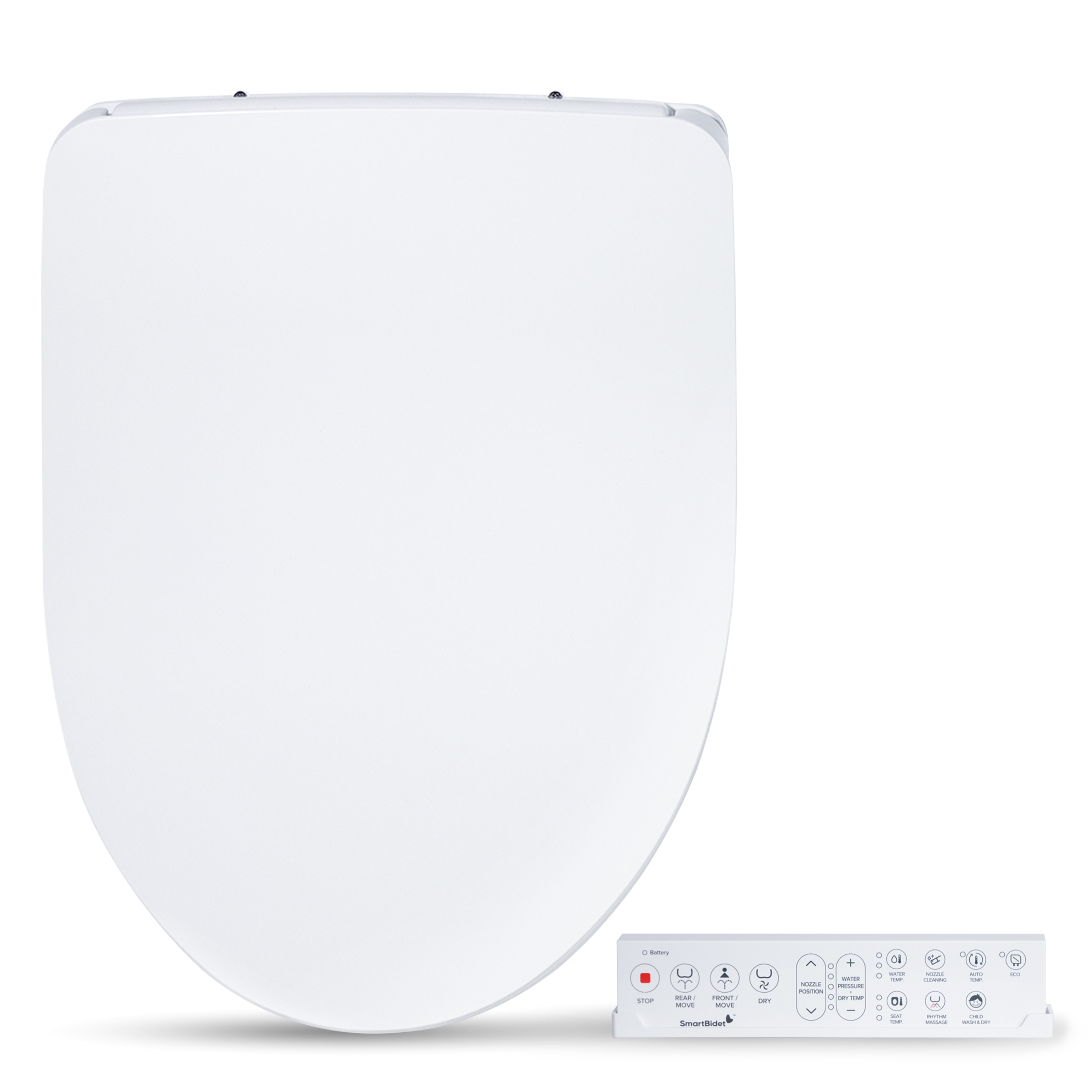 Asiento de Inodoro Bidet de Plástico Blanco con Cierre Suave y Calentador - SB-1200ER