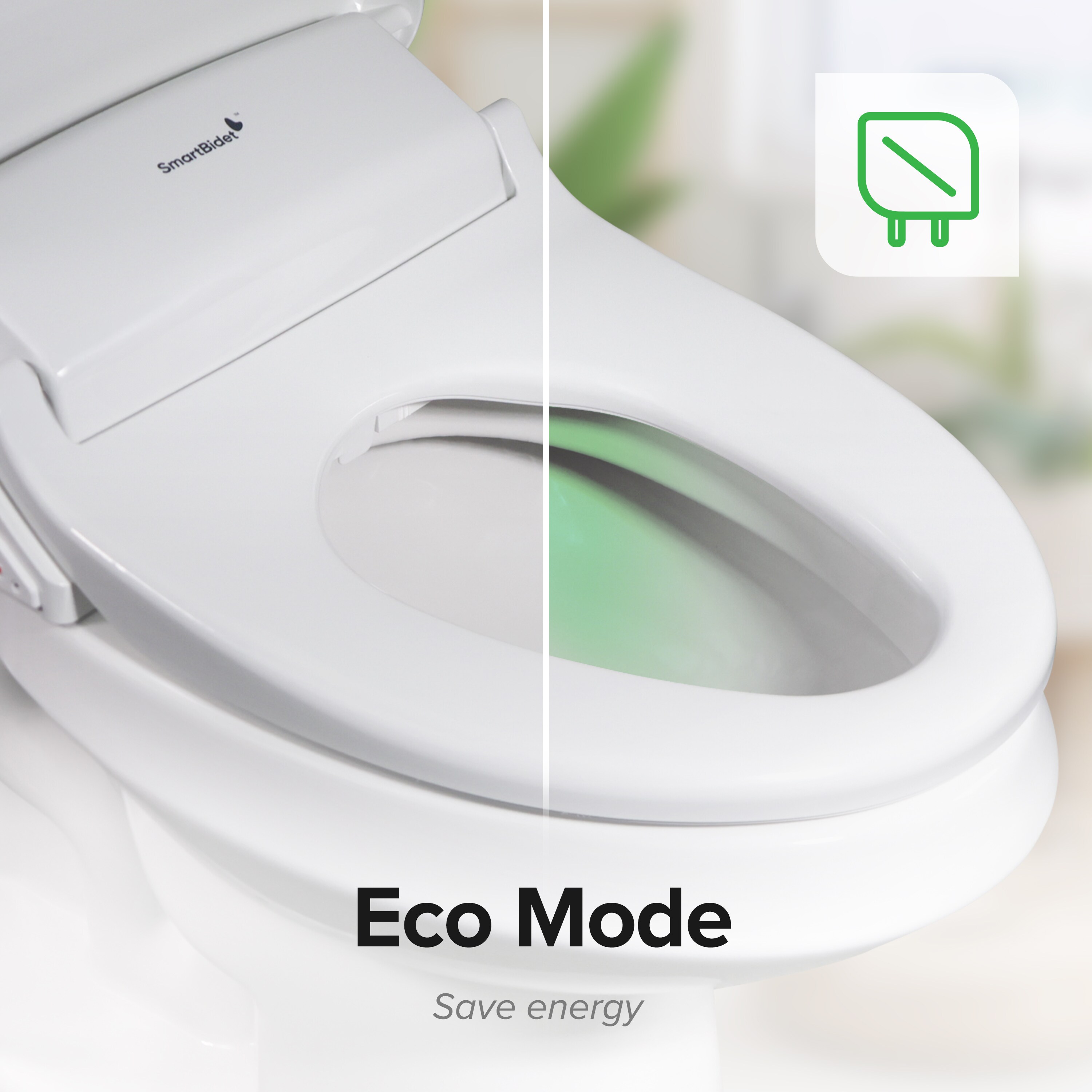 Asiento de Inodoro Bidet de Plástico Blanco con Cierre Suave y Calentador - SB-1200ER