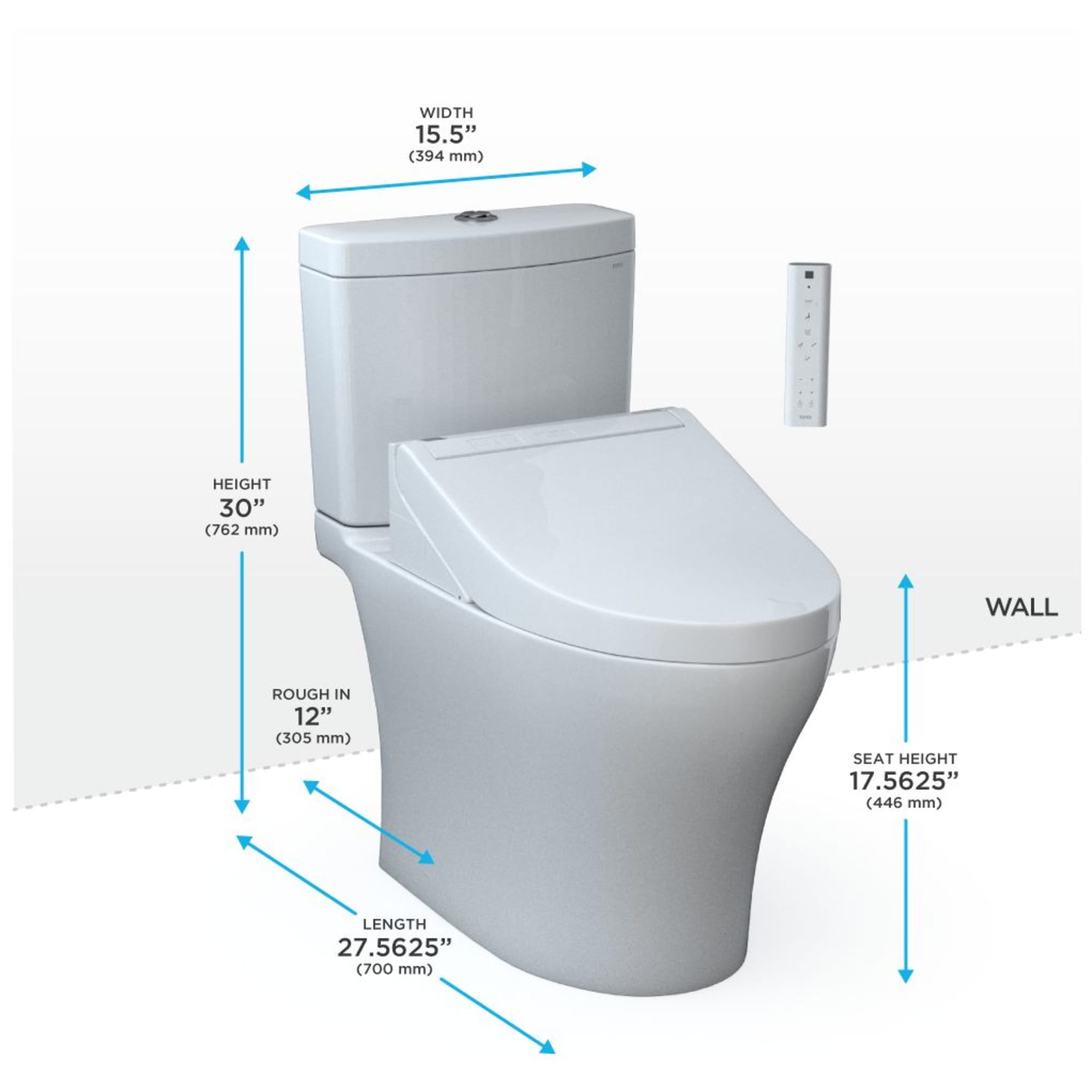 Inodoro TOTO Aquia IV Blanco Algodón de Descarga Dual con Asiento Suave de Altura Estándar, Bidé de 2 Piezas, Compatible con WaterSense de 1.28 GPF y Empaque de 12 Pulgadas.