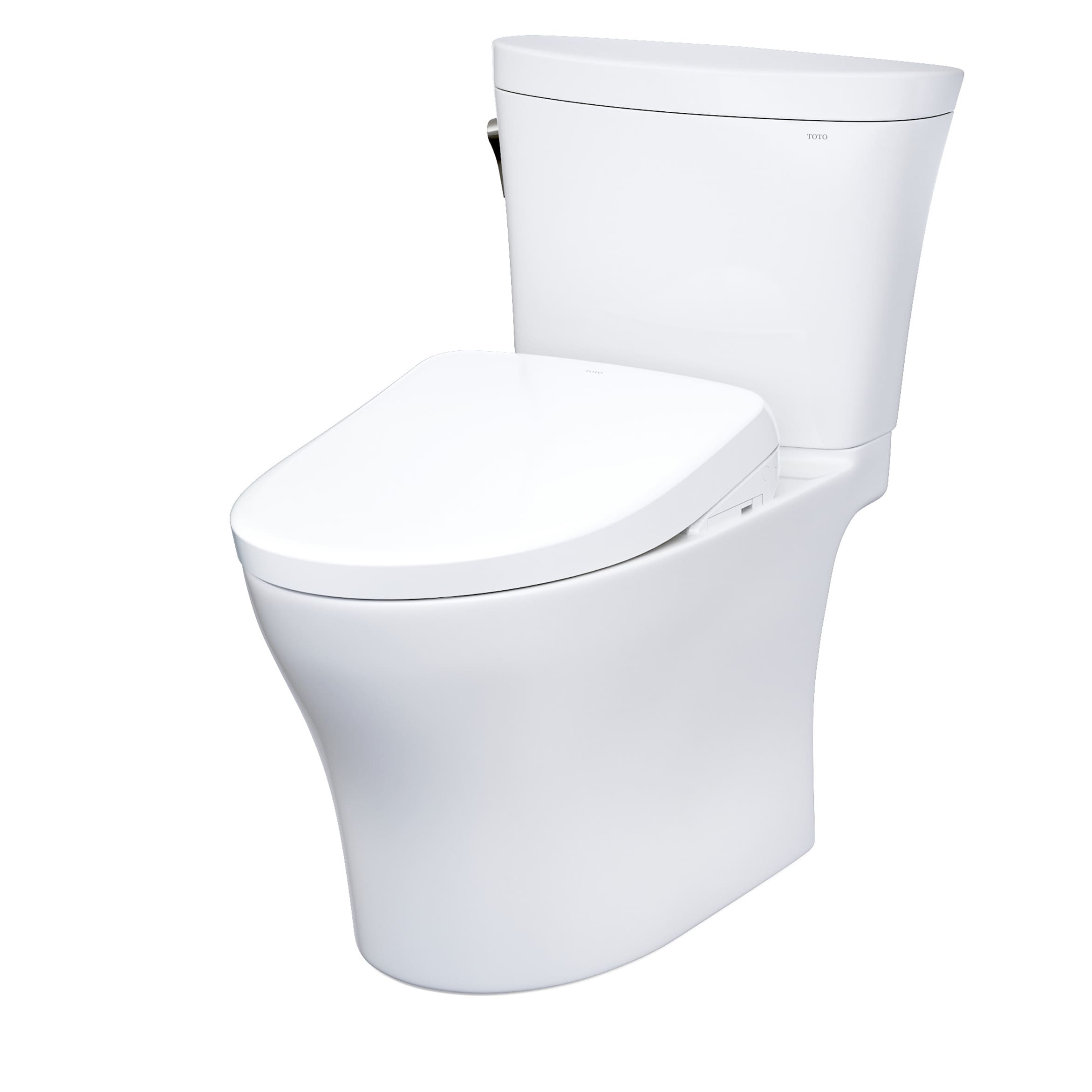 Inodoro TOTO Aquia Blanco de Algodón con Descarga Dual, Altura Estándar alargado con Cierre Suave, Bidet de 2 Piezas con 12 Pulgadas de Desperdicio y 1.28 GPF (MW4484736CEMFGN-01)