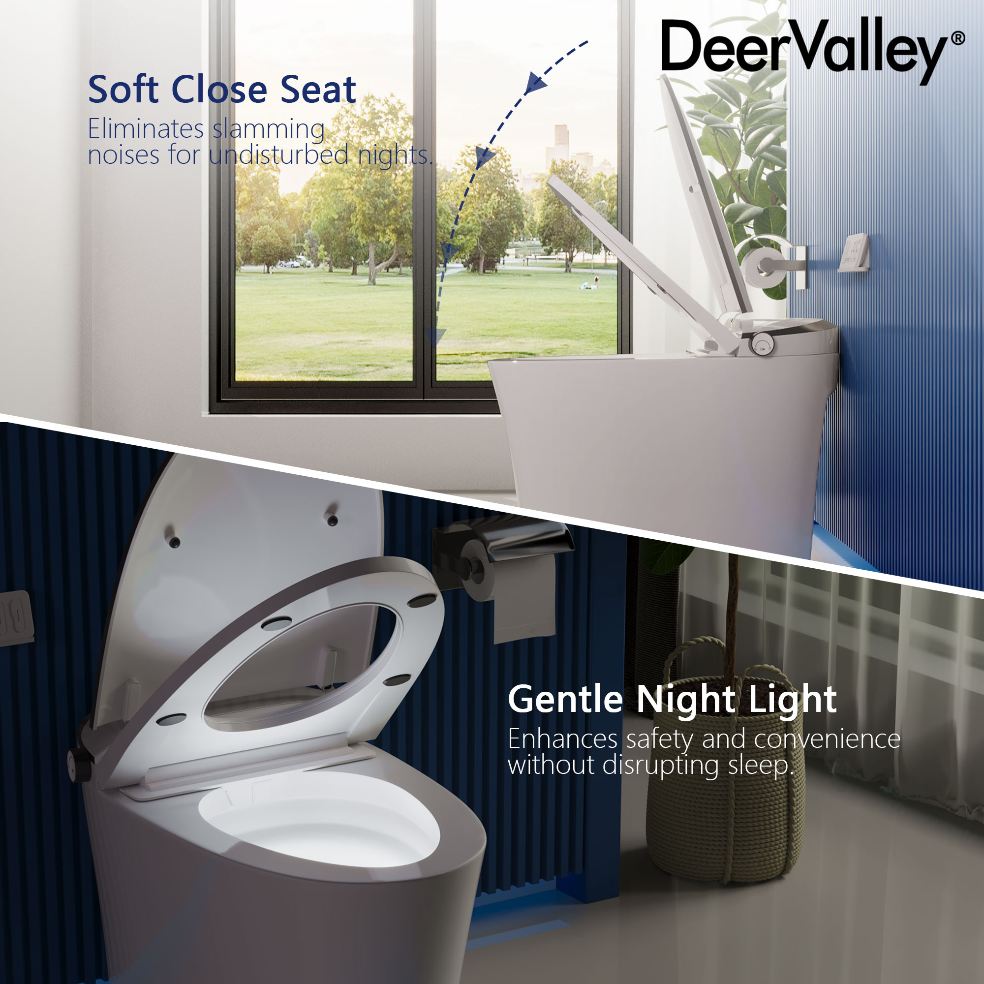 DeerValley Apex Blanco Descarga sin Contacto Tipo Alargado Altura Estándar Suave Cierre Automático Bidet de una Pieza 12 pulgadas Áspero 1.28 GPF DV-1S0019