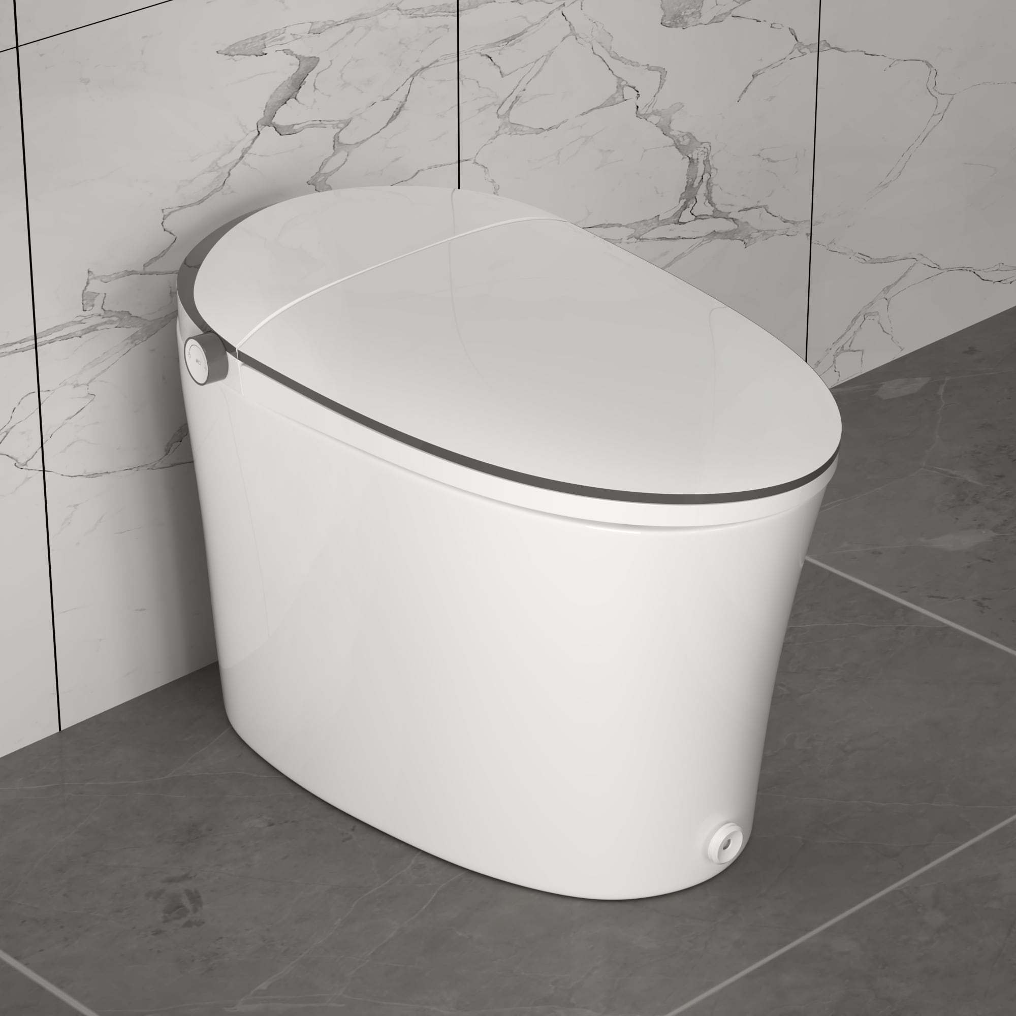 DeerValley Apex Blanco Descarga sin Contacto Tipo Alargado Altura Estándar Suave Cierre Automático Bidet de una Pieza 12 pulgadas Áspero 1.28 GPF DV-1S0019