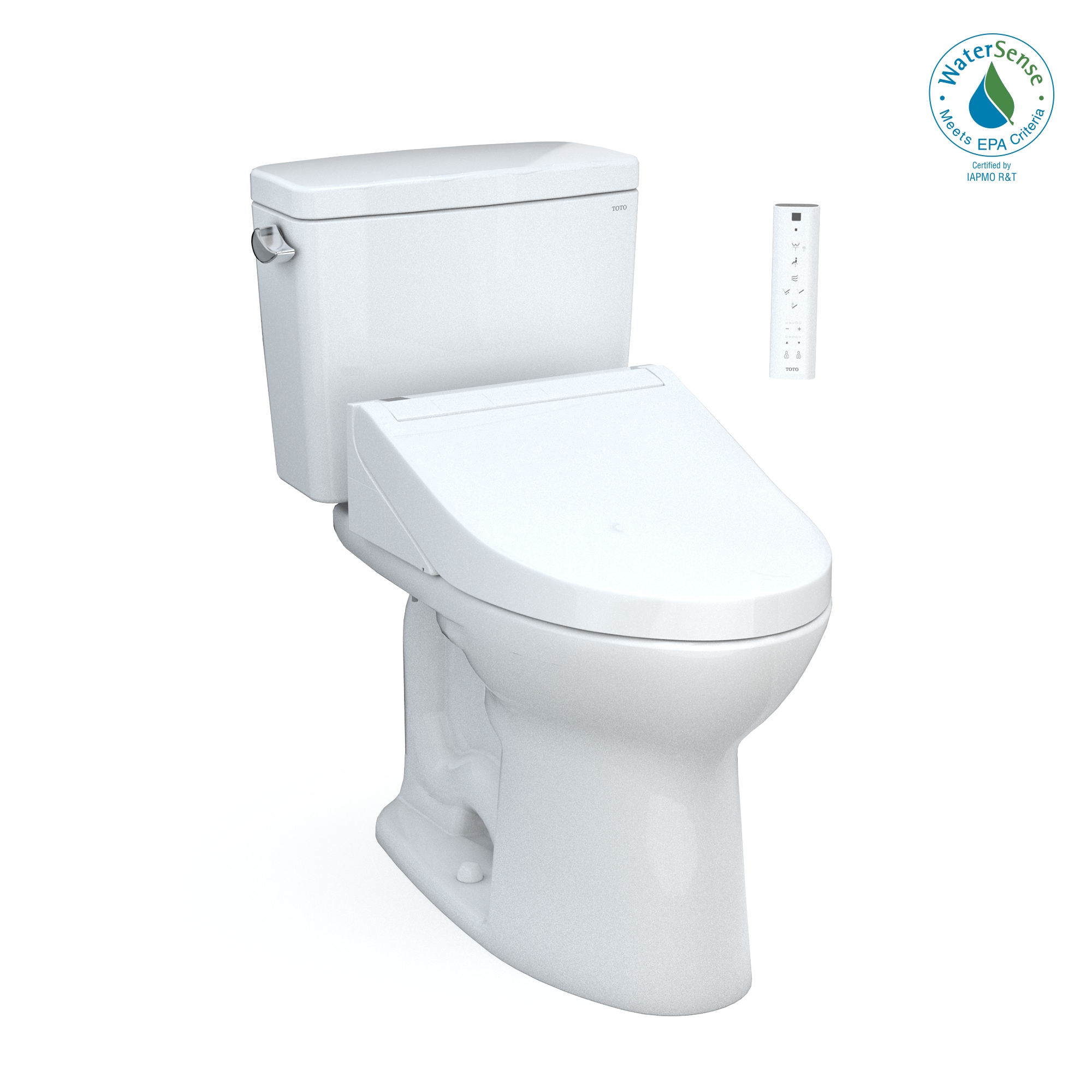 TOTO Drake Algodón Sencillo Alargado con Altura Estándar Cierre Suave de 2 Piezas Bidet con Descarga de 12 pulgadas con Etiqueta WaterSense de 1.28 GPF MW7763084CEFG-01