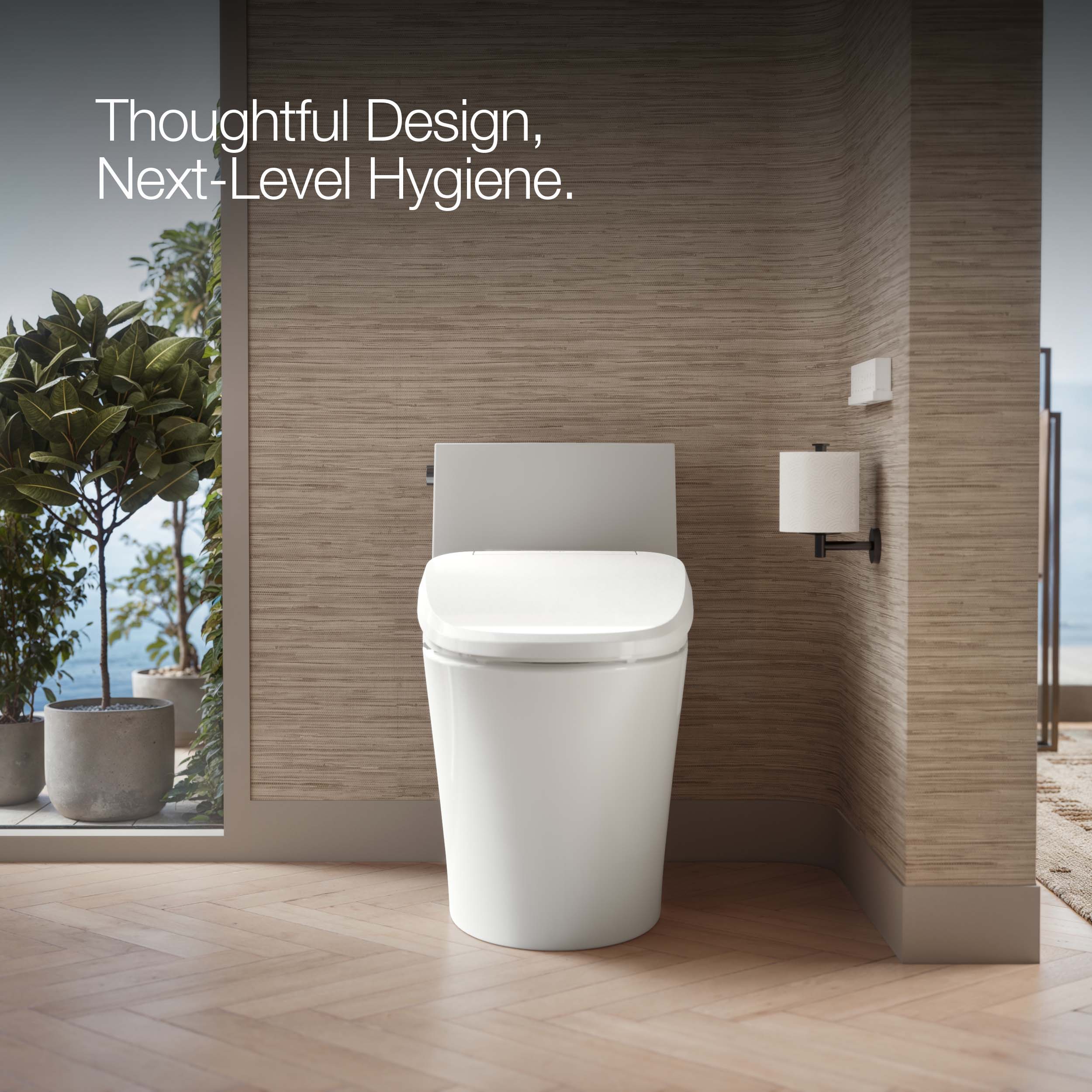 Asiento de Inodoro con Bidé Calentado Cierre Suave Elongado Blanco de Plástico PureWash E820 de KOHLER K-8298-CR-0