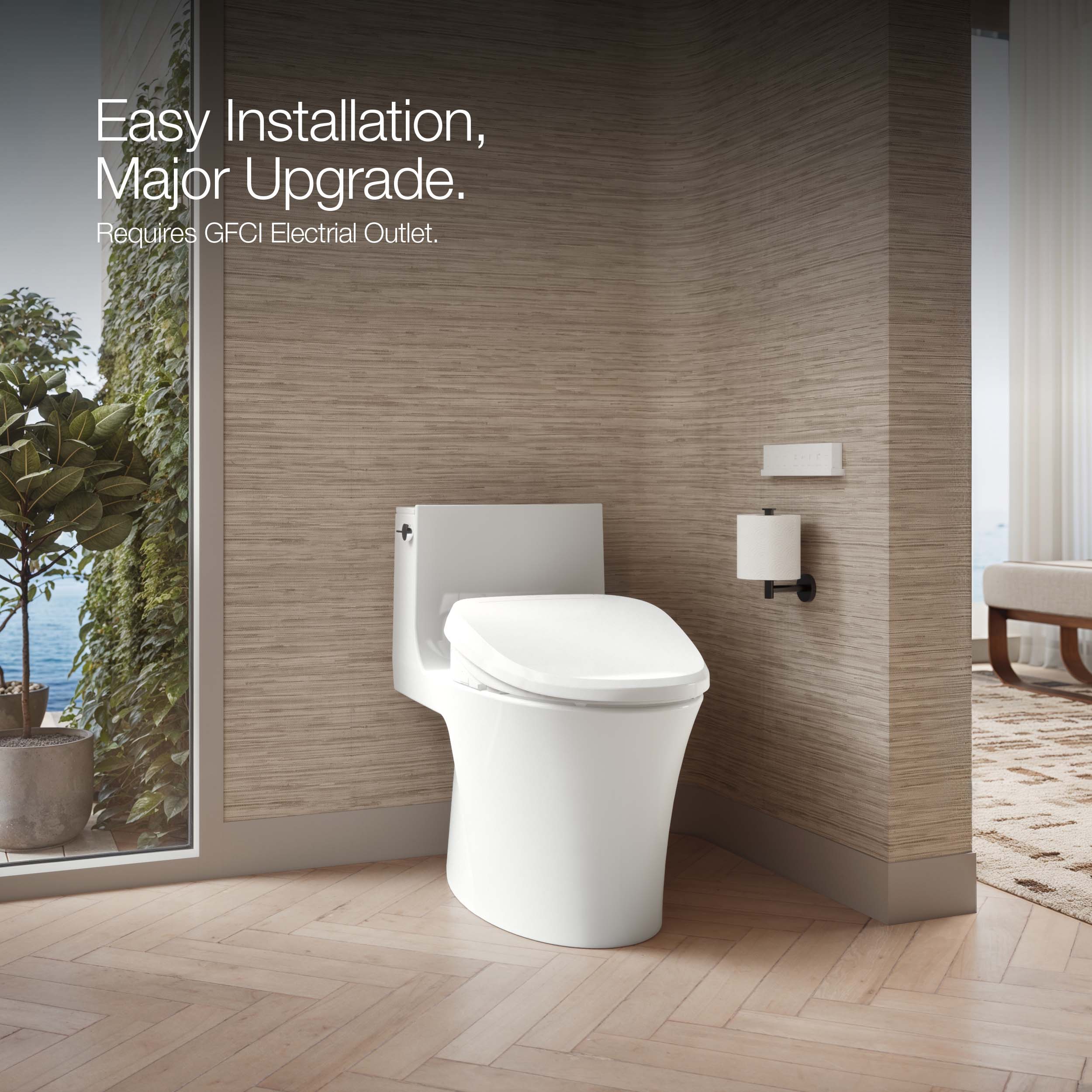Asiento de Inodoro con Bidé Calentado Cierre Suave Elongado Blanco de Plástico PureWash E820 de KOHLER K-8298-CR-0