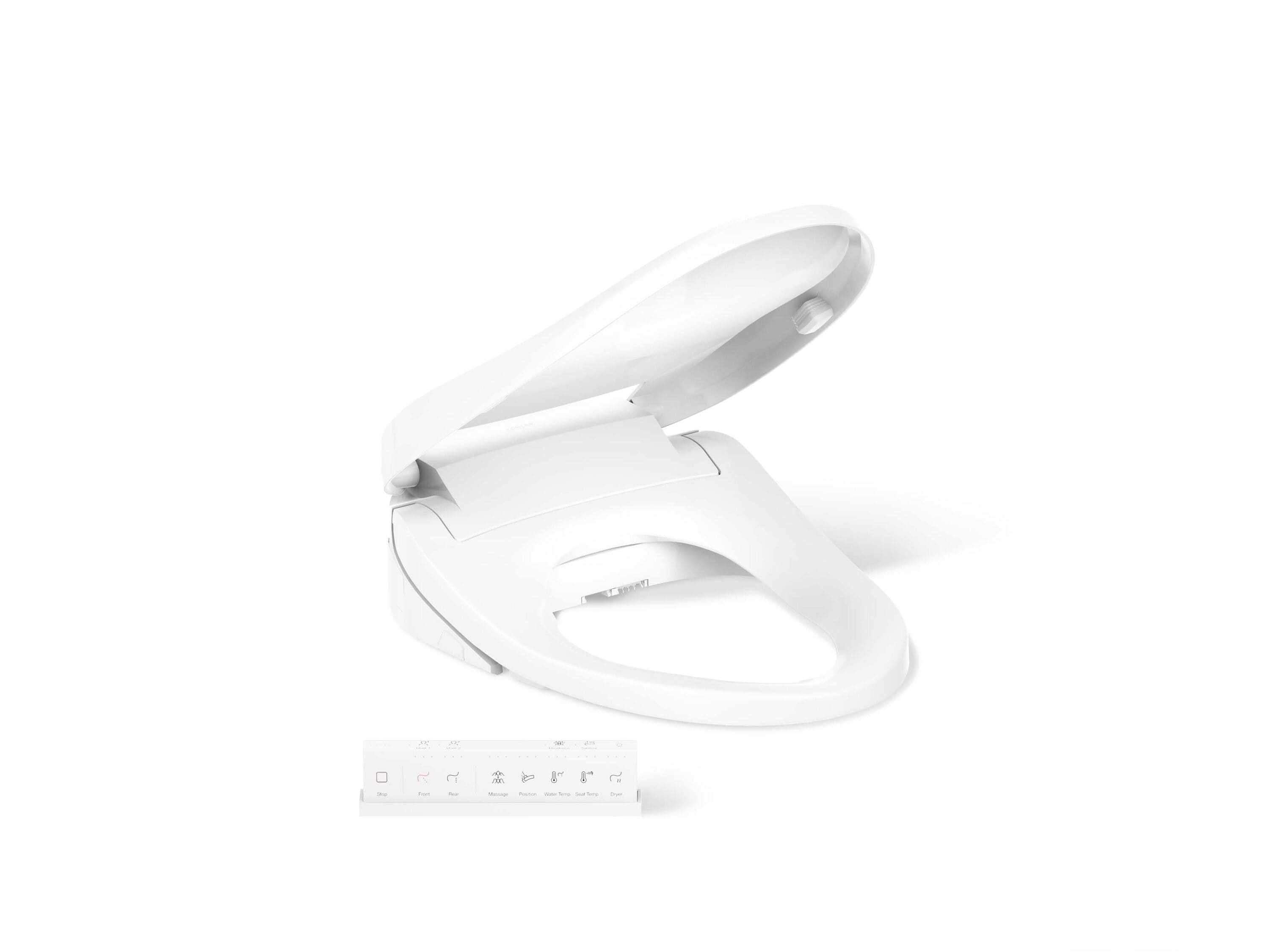 Asiento de Inodoro con Bidé Calentado Cierre Suave Elongado Blanco de Plástico PureWash E820 de KOHLER K-8298-CR-0
