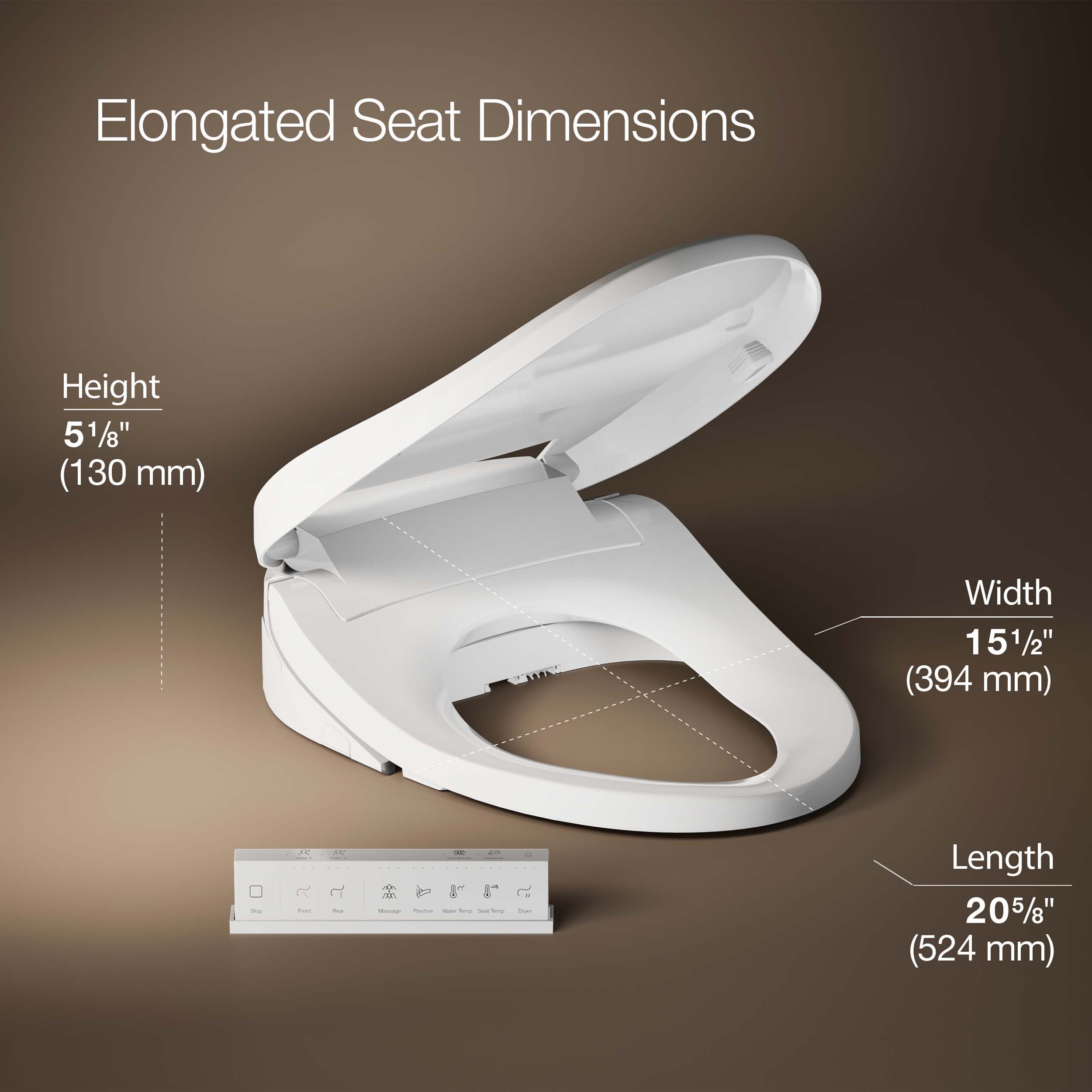 Asiento de Inodoro con Bidé Calentado Cierre Suave Elongado Blanco de Plástico PureWash E820 de KOHLER K-8298-CR-0