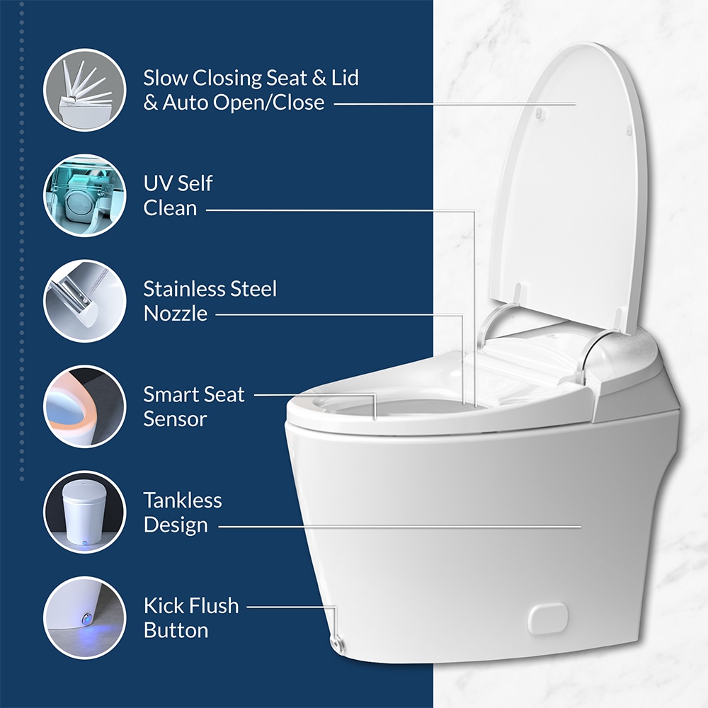Bidé Bio Bidet Discovery DLX Blanco Alargado Altura estándar 12 pulgadas de instalación bruta