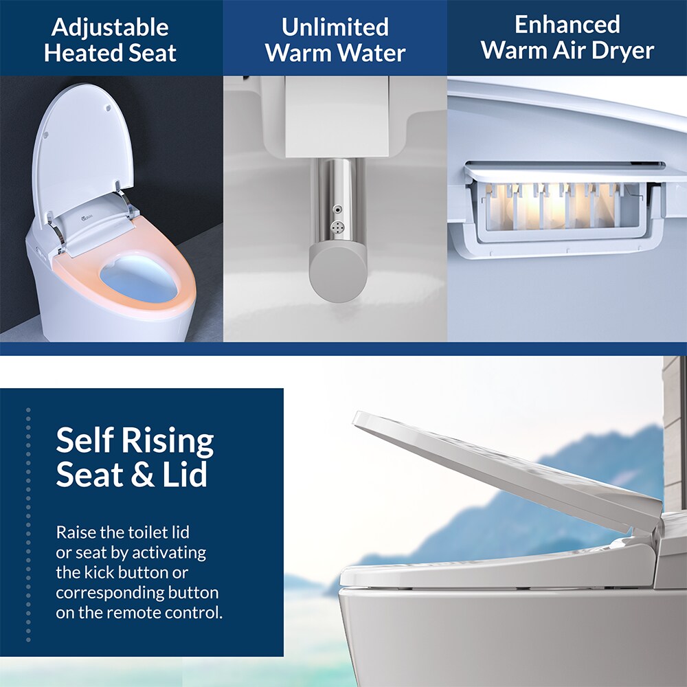 Bidé Bio Bidet Discovery DLX Blanco Alargado Altura estándar 12 pulgadas de instalación bruta