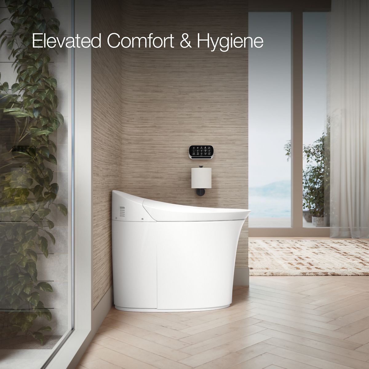 KOHLER Veil Blanco con doble descarga, asiento alzado, cierre suave, bidé de una pieza con conexión de 12 pulgadas, etiquetado WaterSense de 1.28 GPF K-5401-PA-0.