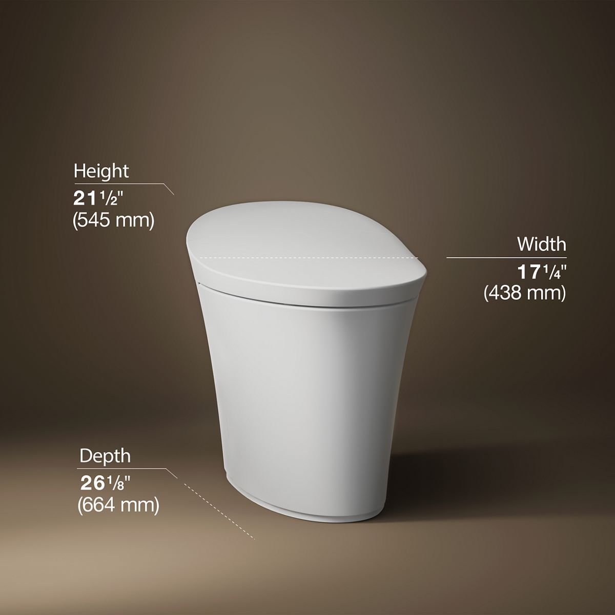 KOHLER Veil Blanco con doble descarga, asiento alzado, cierre suave, bidé de una pieza con conexión de 12 pulgadas, etiquetado WaterSense de 1.28 GPF K-5401-PA-0.