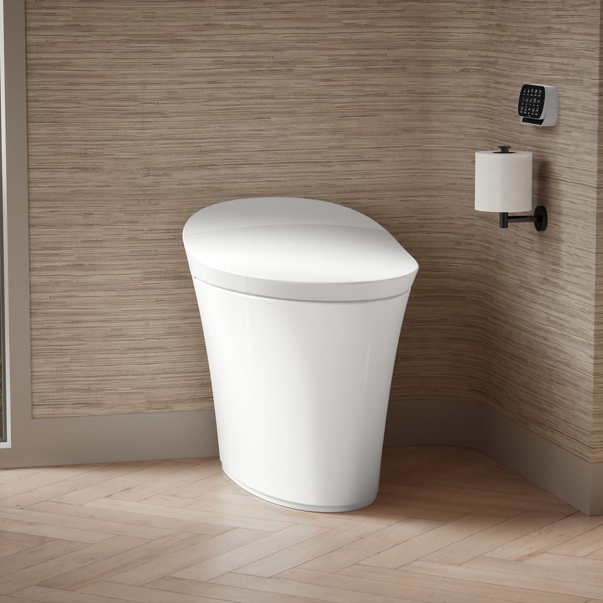 KOHLER Veil Blanco con doble descarga, asiento alzado, cierre suave, bidé de una pieza con conexión de 12 pulgadas, etiquetado WaterSense de 1.28 GPF K-5401-PA-0.
