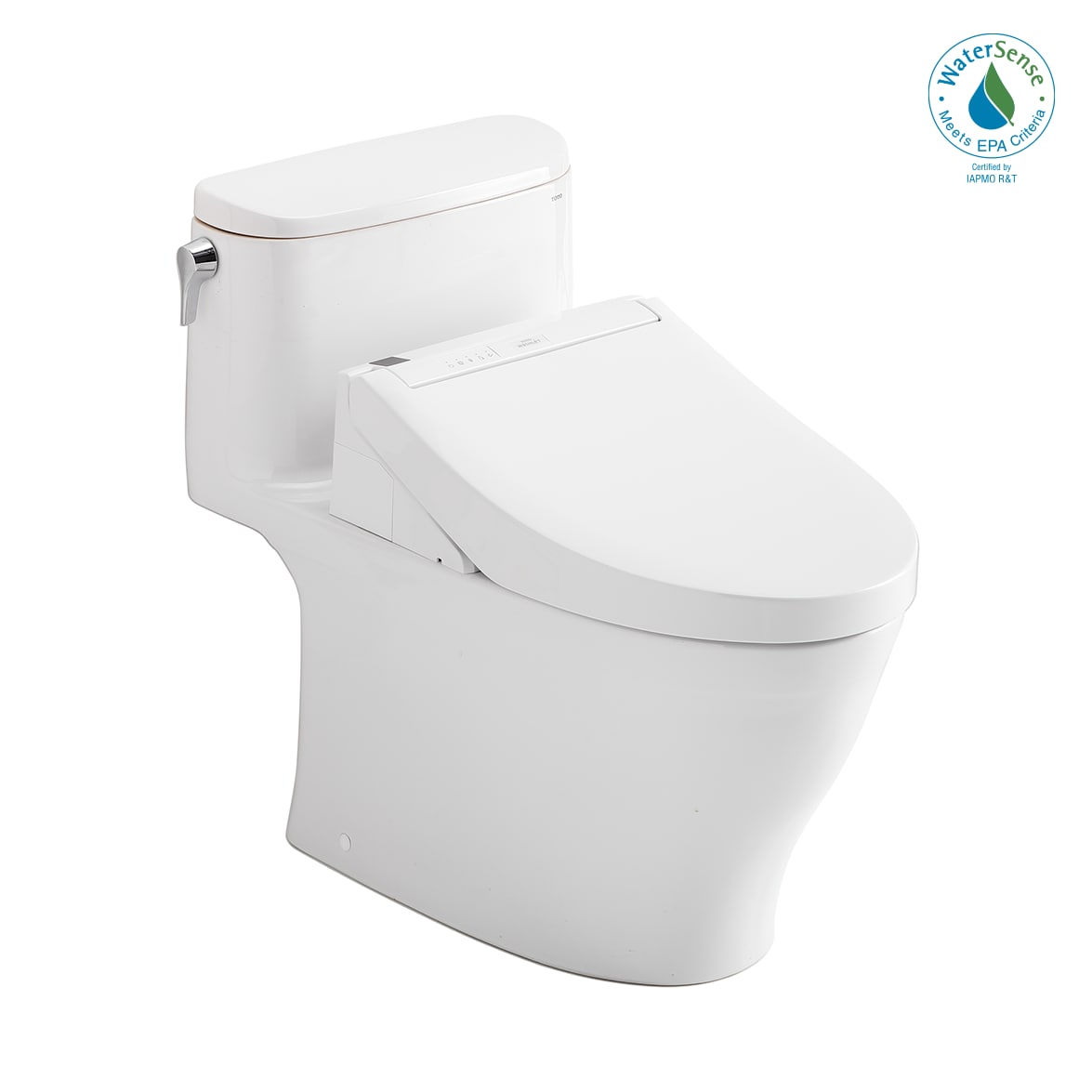 Bidé TOTO Washlet+ Blanco Algodón de Altura Estándar con Cierre Suave de Taza Alargada Individual de una Pieza con Descarga de 12 pulgadas, Certificado WaterSense de 1.28 GPF MW6423084CEFG-01