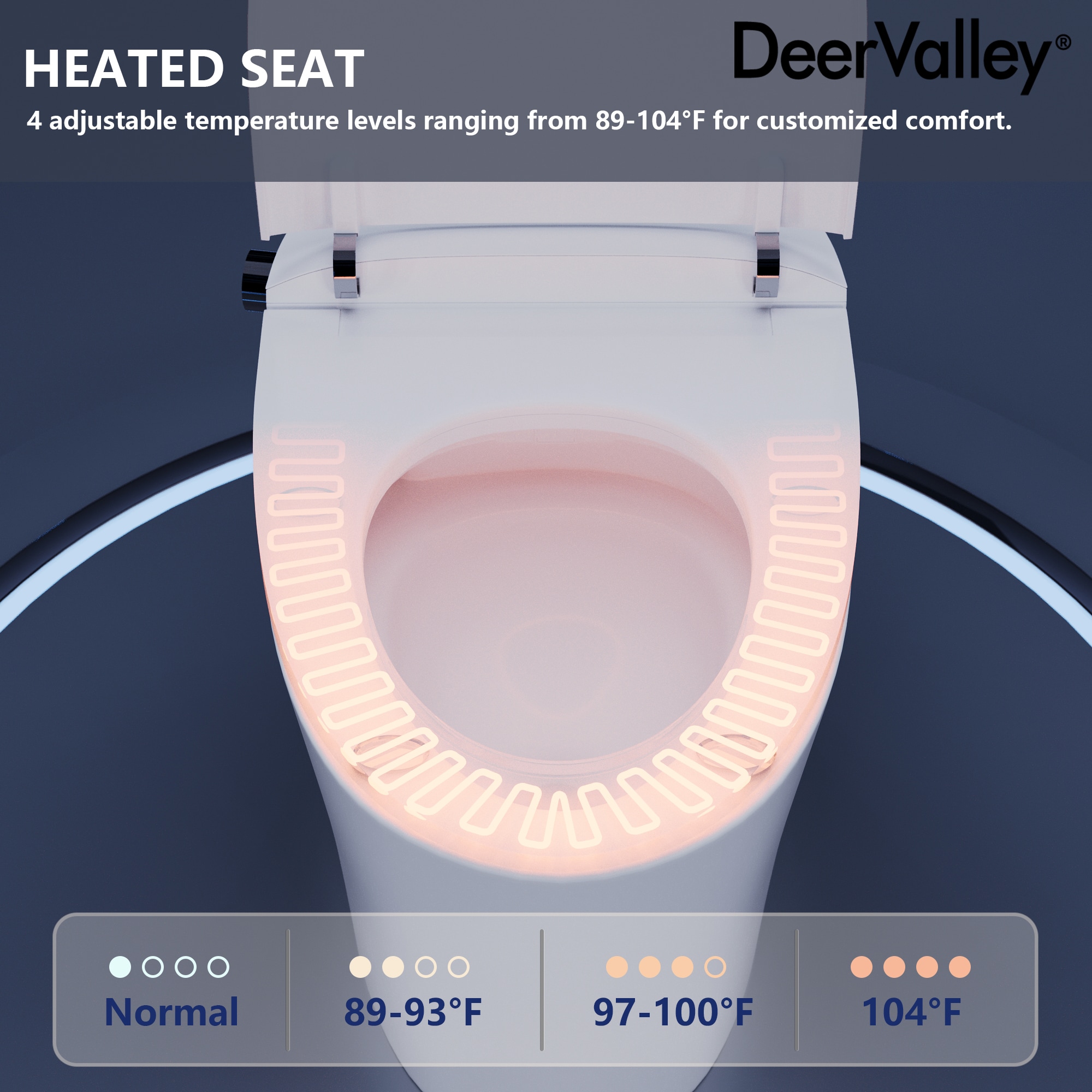 DeerValley Vertex Blanco Sin Contacto Descarga Suave Inteligente Estándar Altura Alargado 1 Pieza Bidet 12 pulgadas 1.28 GPF DV-1S0019-V3