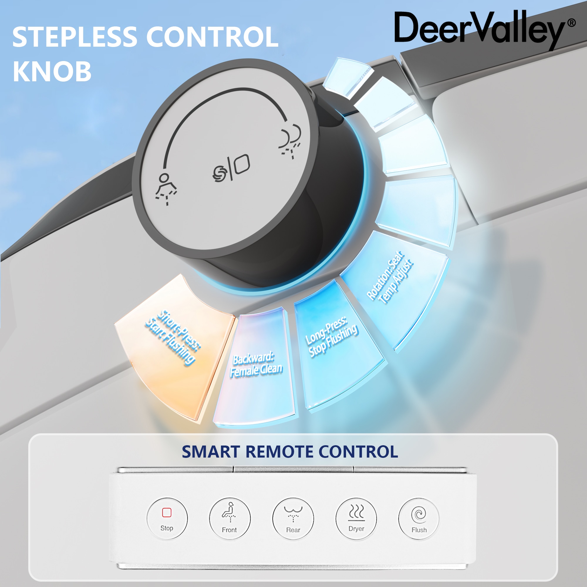 DeerValley Vertex Blanco Sin Contacto Descarga Suave Inteligente Estándar Altura Alargado 1 Pieza Bidet 12 pulgadas 1.28 GPF DV-1S0019-V3