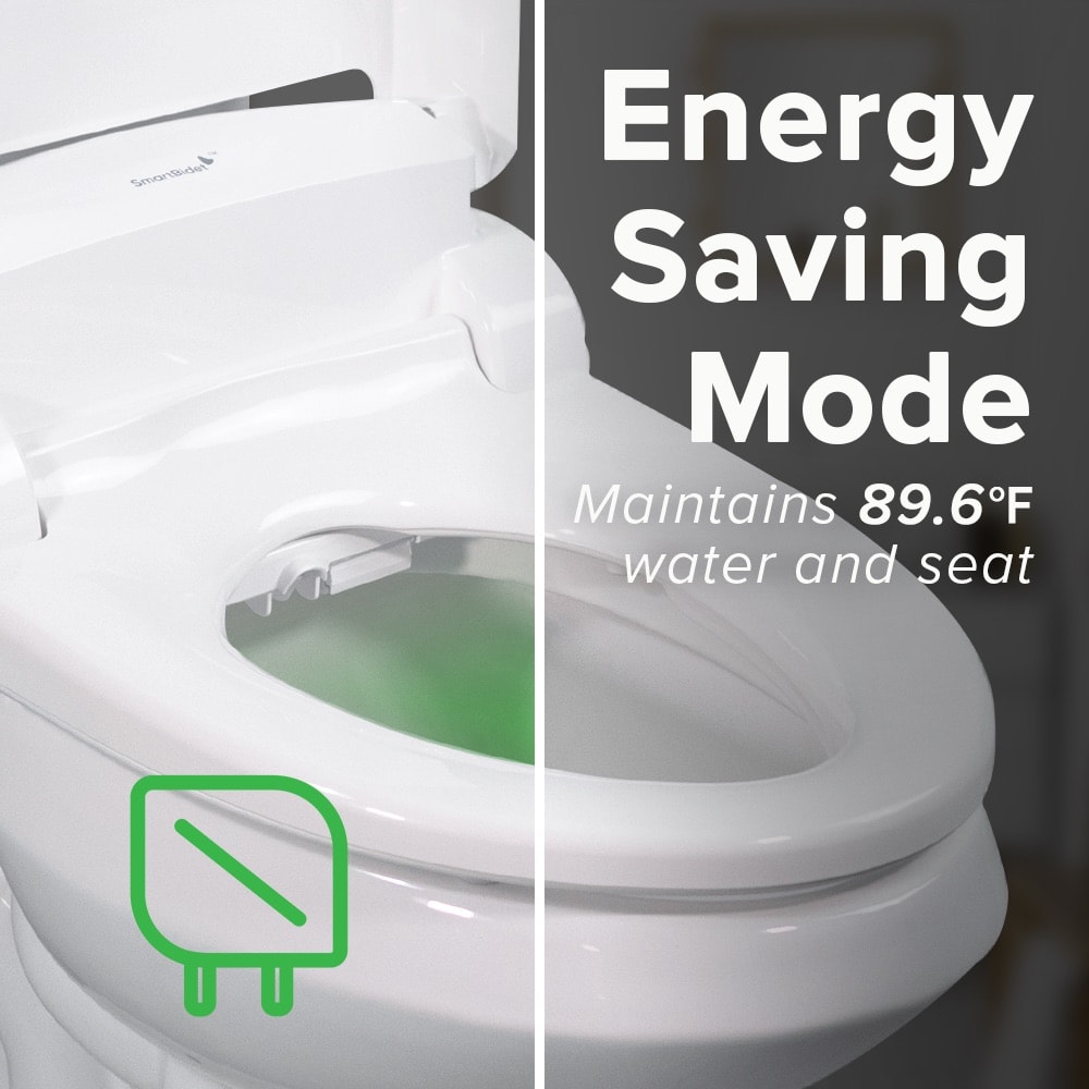 Asiento de baño SmartBidet de plástico color blanco alargado con cierre suave y calentador SB-1000WE