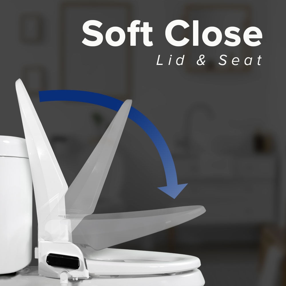Asiento de baño SmartBidet de plástico color blanco alargado con cierre suave y calentador SB-1000WE