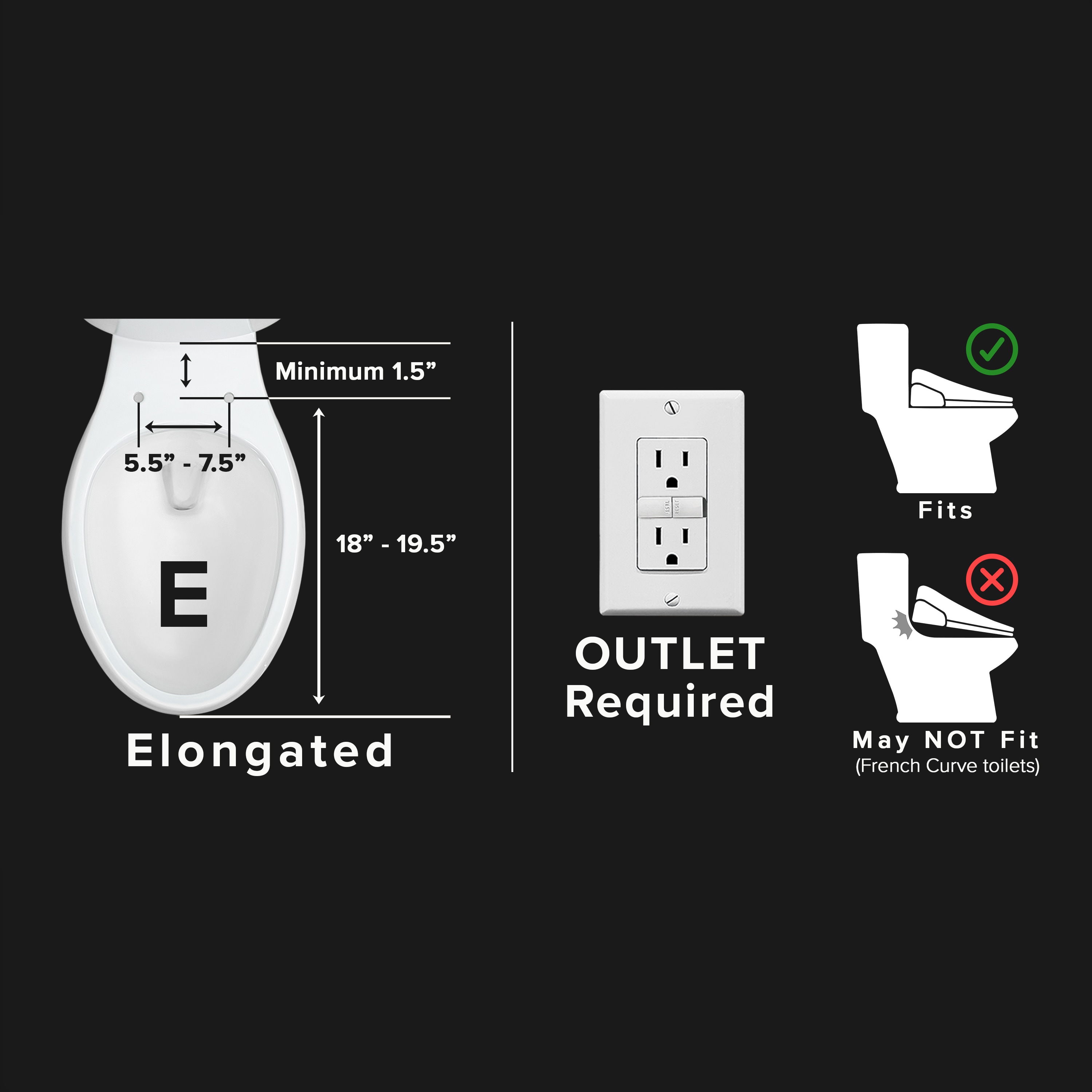Asiento de baño SmartBidet de plástico color blanco alargado con cierre suave y calentador SB-1000WE
