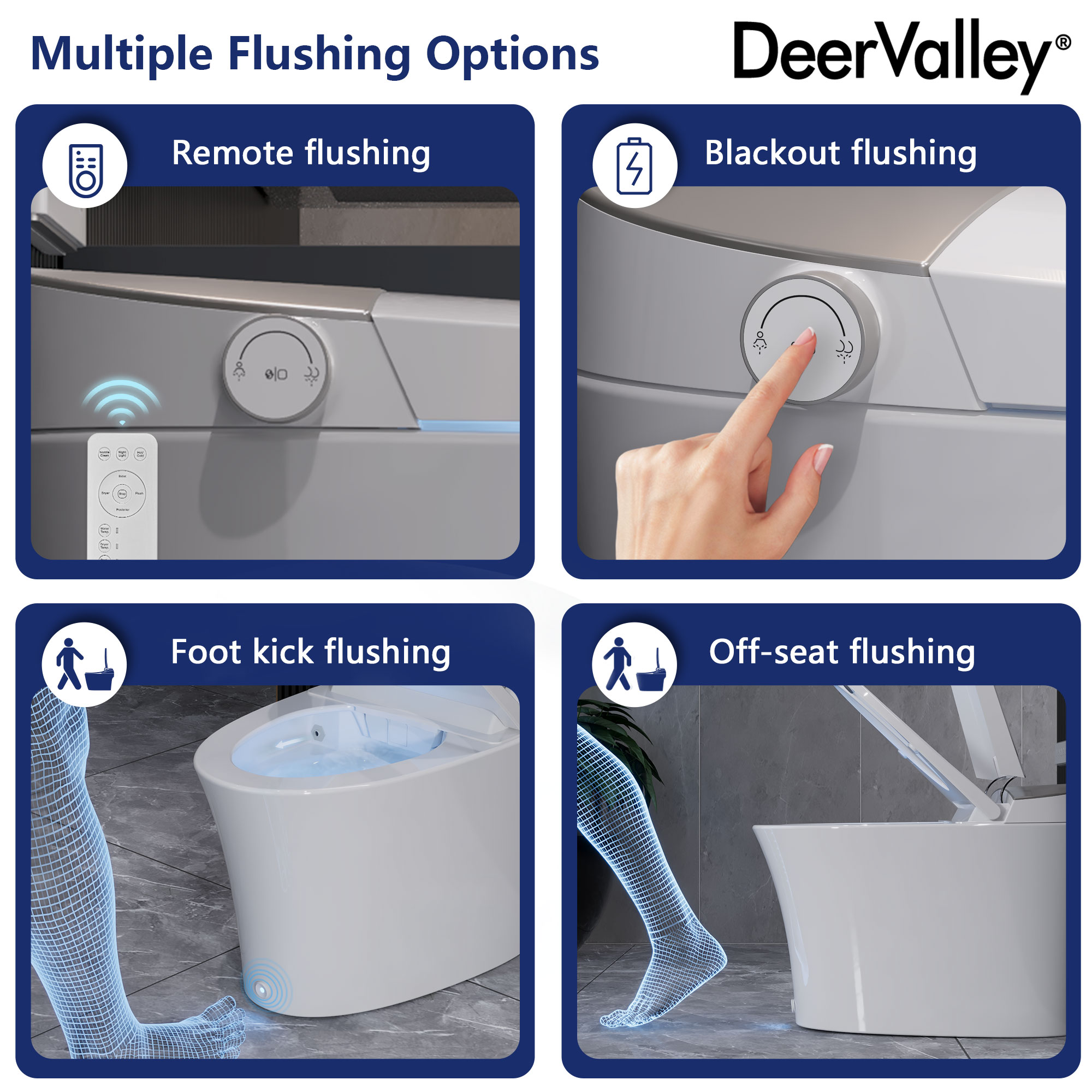 DeerValley Vertex Blanco sin Contacto Auto Limpieza Ergonómico Altura Estándar Suave Cierre 1 pieza Bidet 12 pulgadas Áspero 1.28 GPF DV-1S0150-V3