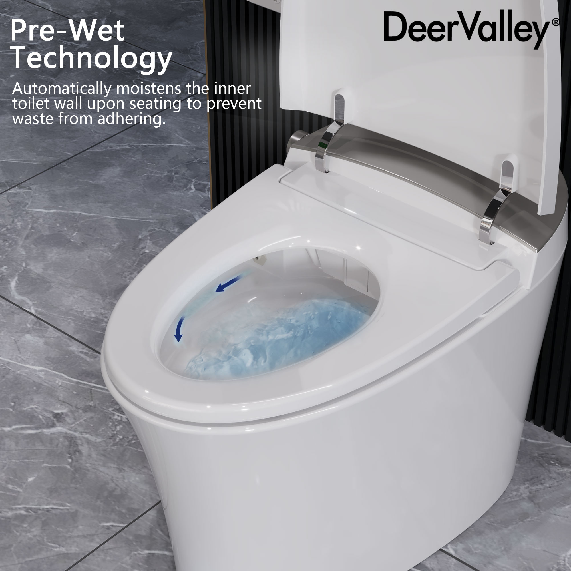 DeerValley Vertex Blanco sin Contacto Auto Limpieza Ergonómico Altura Estándar Suave Cierre 1 pieza Bidet 12 pulgadas Áspero 1.28 GPF DV-1S0150-V3