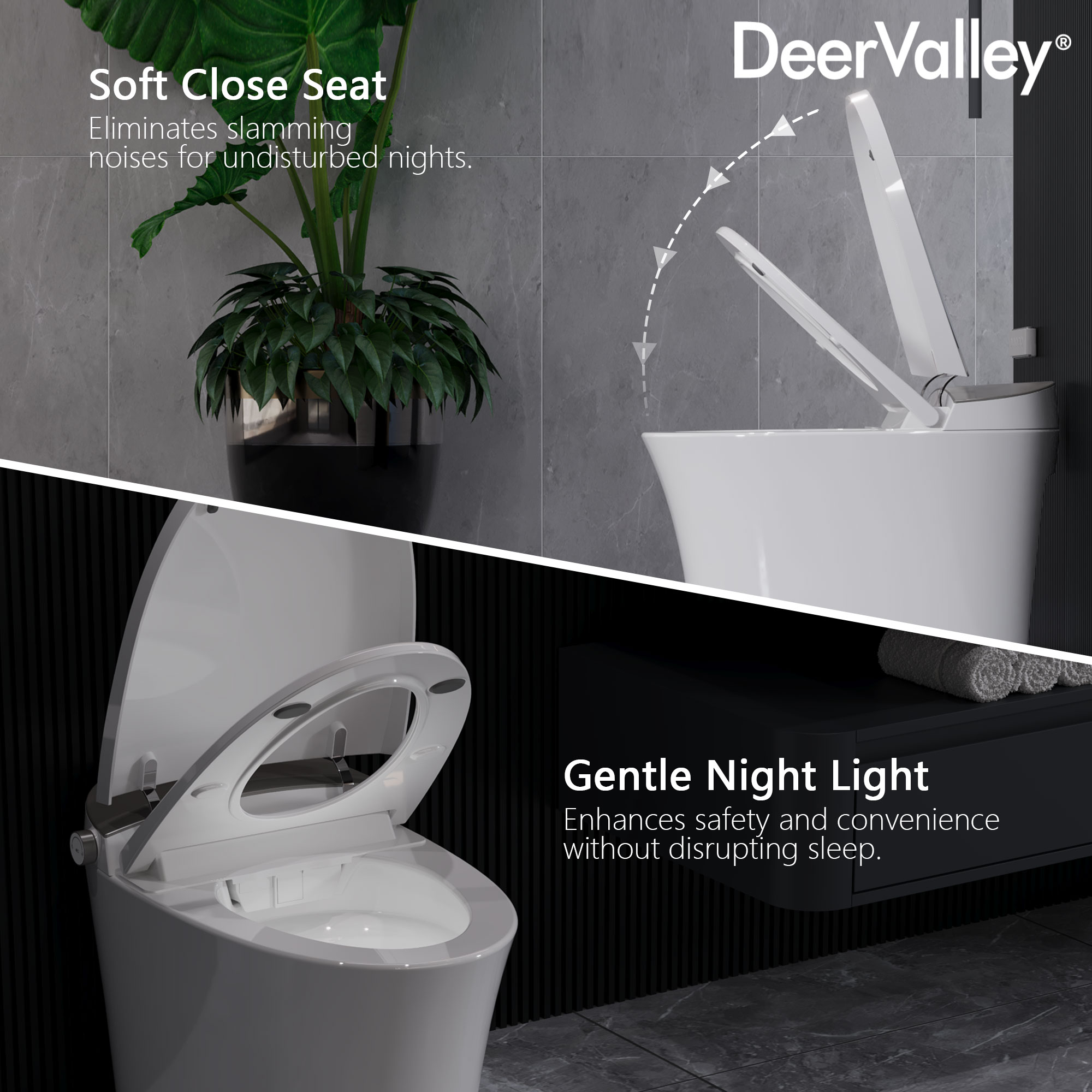 DeerValley Vertex Blanco sin Contacto Auto Limpieza Ergonómico Altura Estándar Suave Cierre 1 pieza Bidet 12 pulgadas Áspero 1.28 GPF DV-1S0150-V3