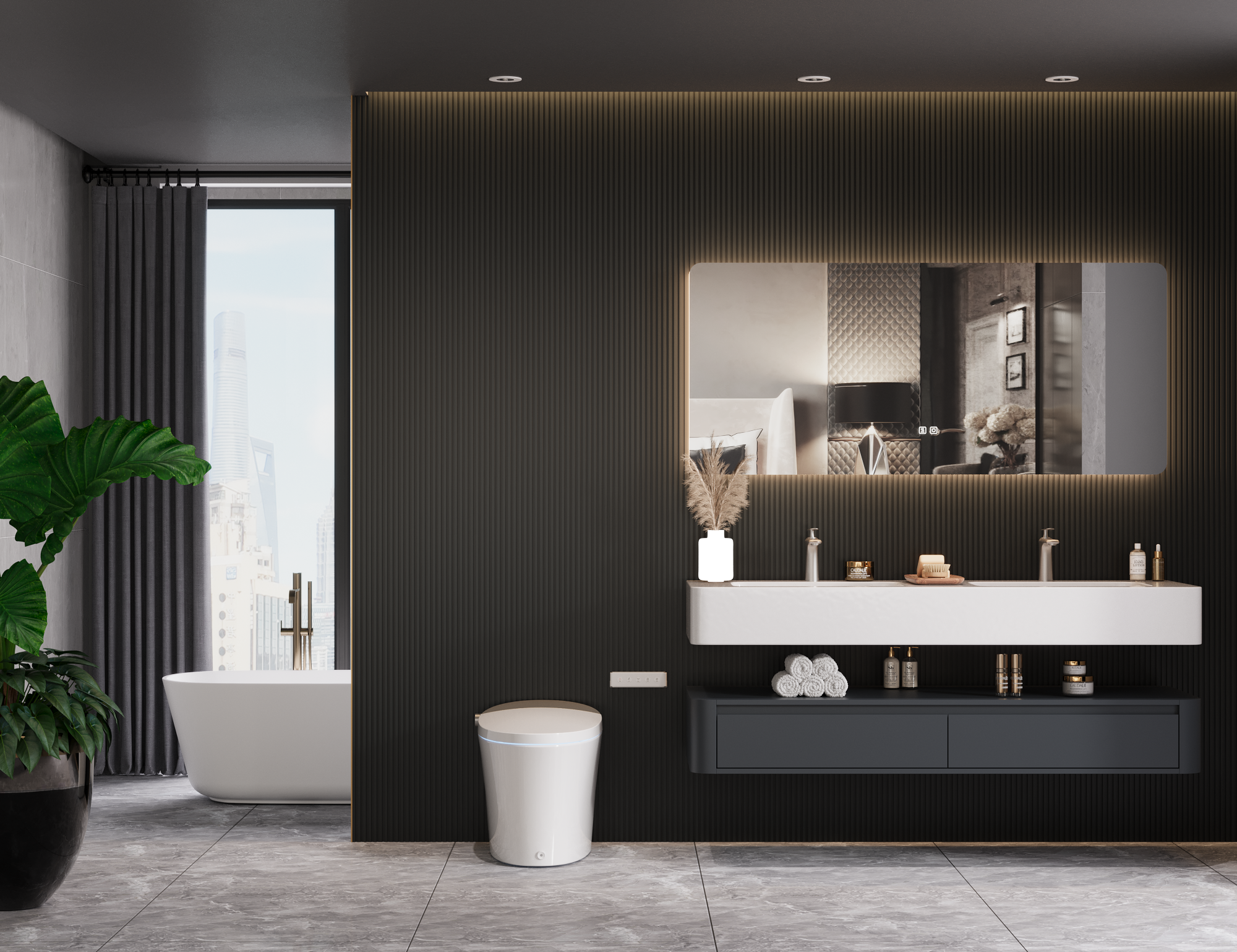 DeerValley Vertex Blanco sin Contacto Auto Limpieza Ergonómico Altura Estándar Suave Cierre 1 pieza Bidet 12 pulgadas Áspero 1.28 GPF DV-1S0150-V3