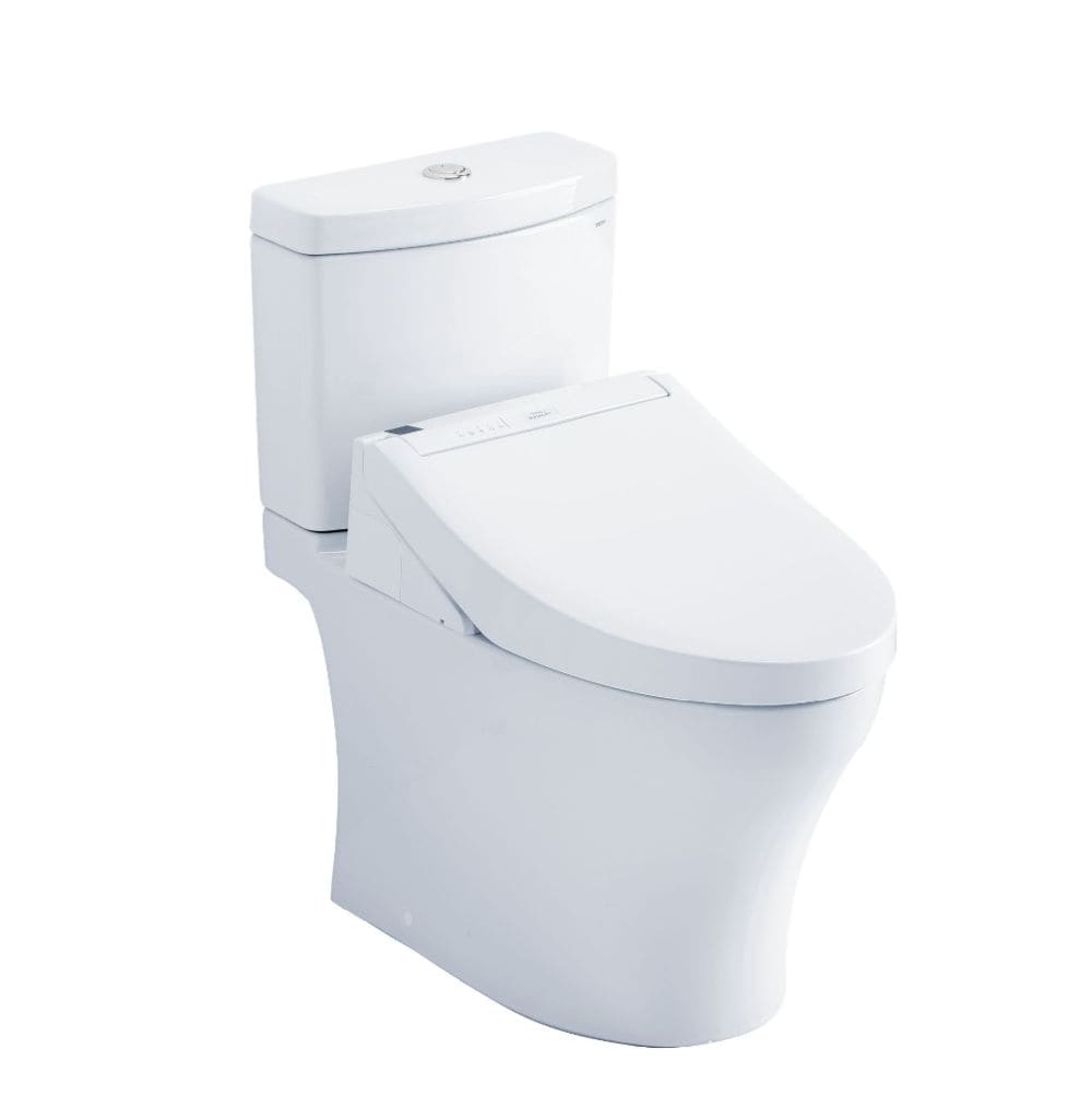 Inodoro Bidet de 2 piezas con doble descarga, cierre suave, altura estándar alargado en blanco de algodón TOTO con 12 pulgadas de Rough-In, etiquetado WaterSense de 1.28 GPF MW4463084CEMGN-01.