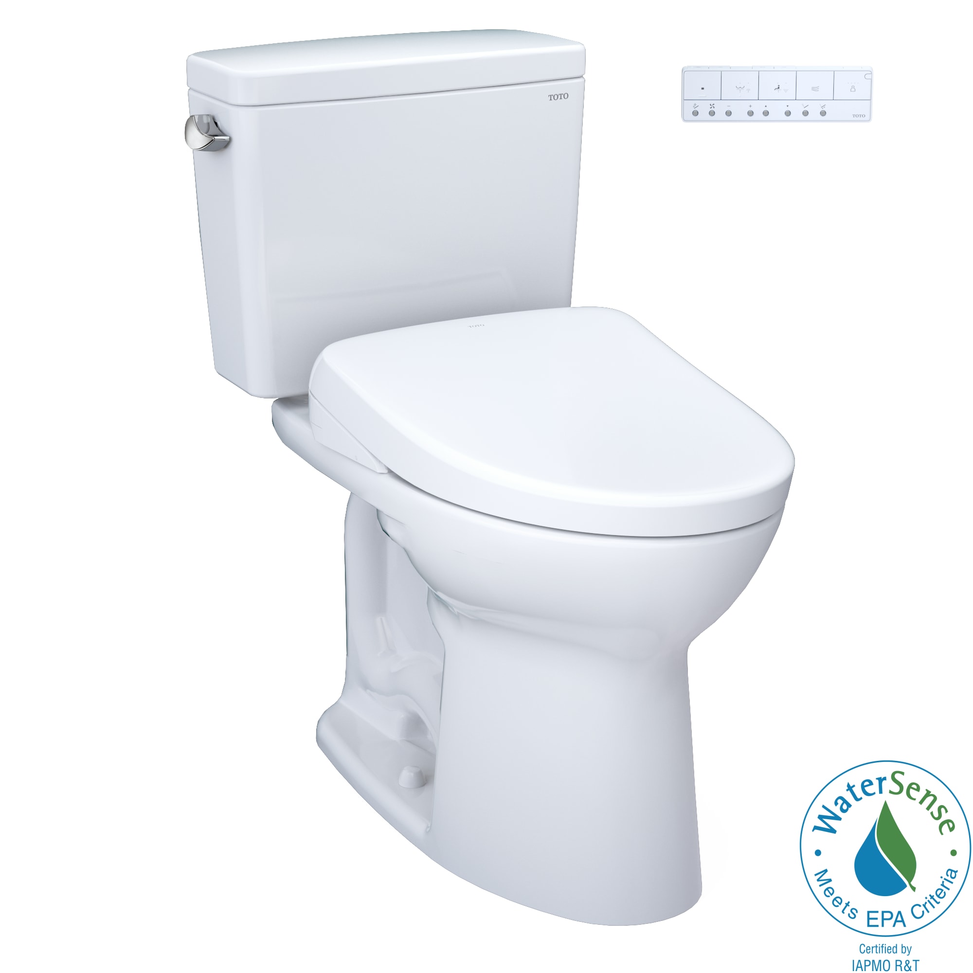TOTO Drake Algodón Blanco Individual alargado Altura estándar Cierre suave de 2 piezas Bidet con descarga de 12 pulgadas 1.28 GPF MW7764736CEFGA-01