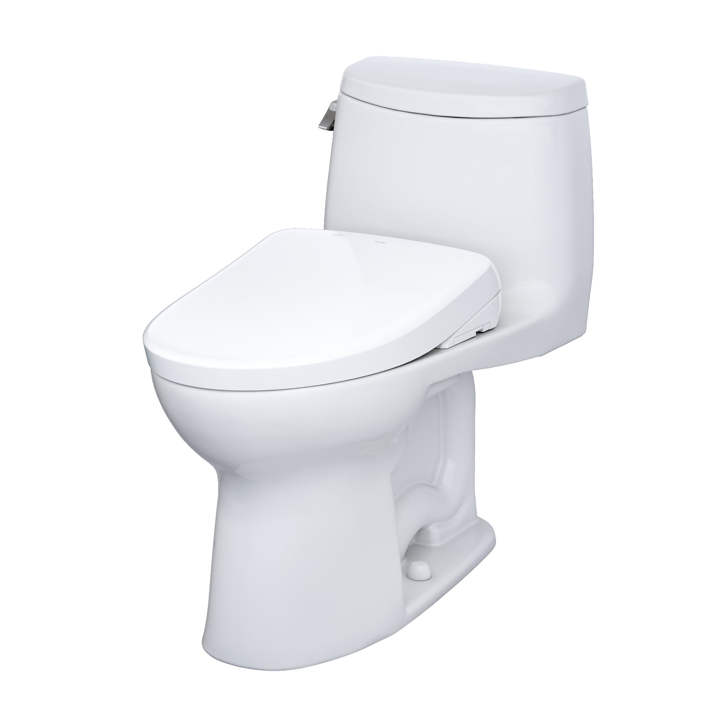 WASHLET+ Blanco Algodón para inodoro alargado de altura de silla con cierre suave de una sola pieza con bidé de 12 pulgadas y descarga de 1.28 GPF MW6044726CEFG-01