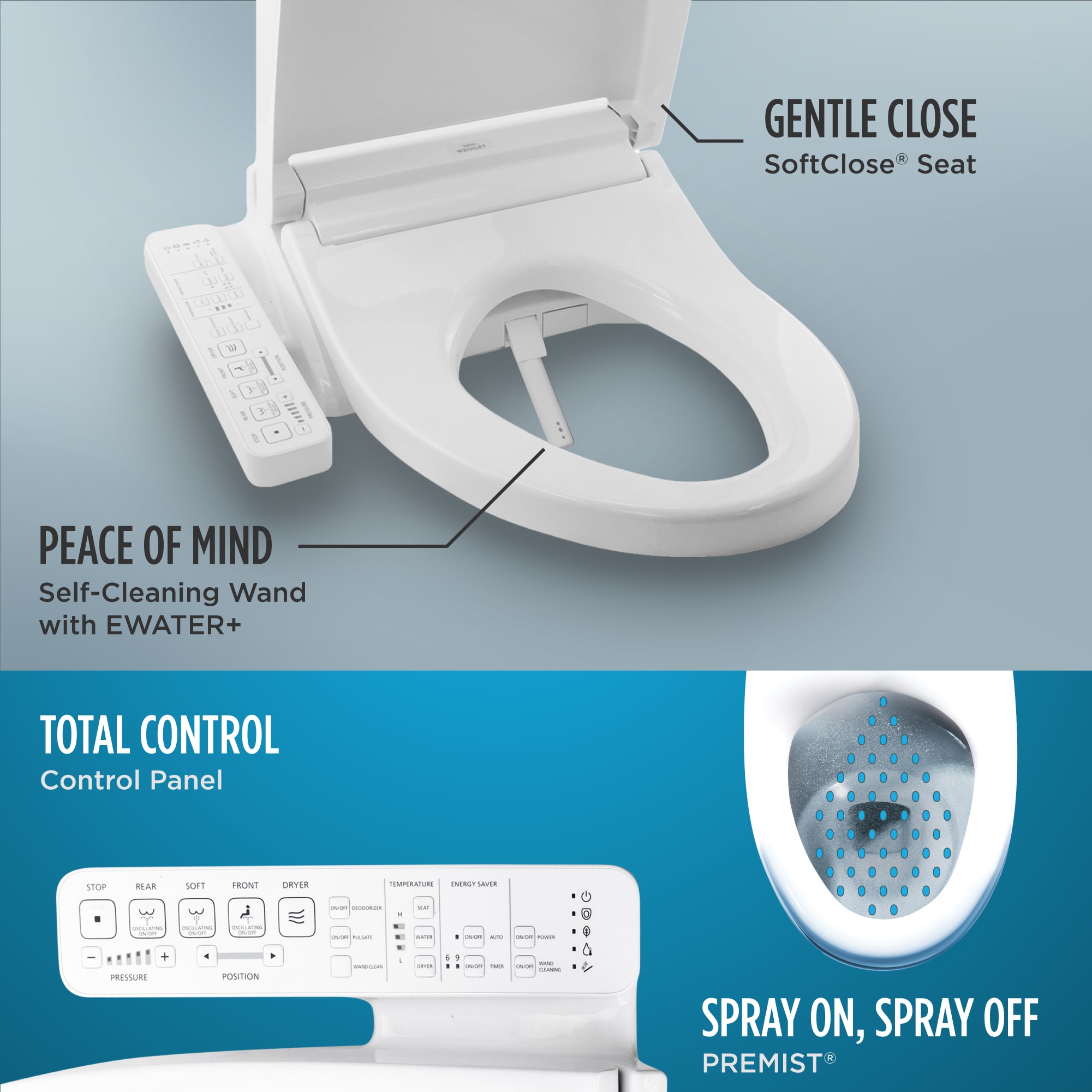 TOTO Drake Algodón Sencillo Alargado Altura Estándar Cierra Suave de 2 piezas con Bidet áspero en 12 pulgadas y 1.6 GPF MW7763074CSFG-01