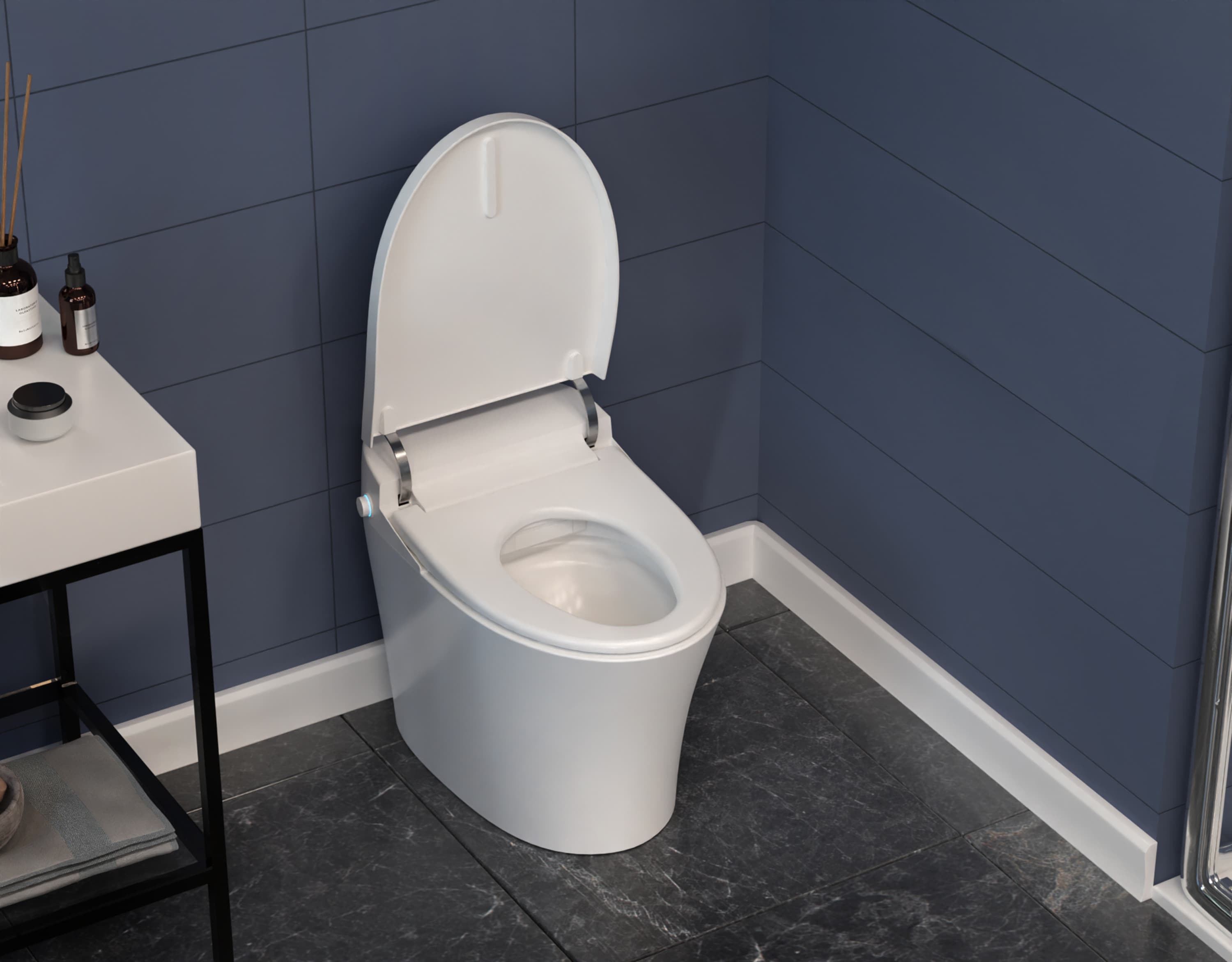 Inodoro con Bidet Integrado y Descarga Sin Contacto en Blanco ANZZI de Altura Estándar con Cierre Suave Inteligente