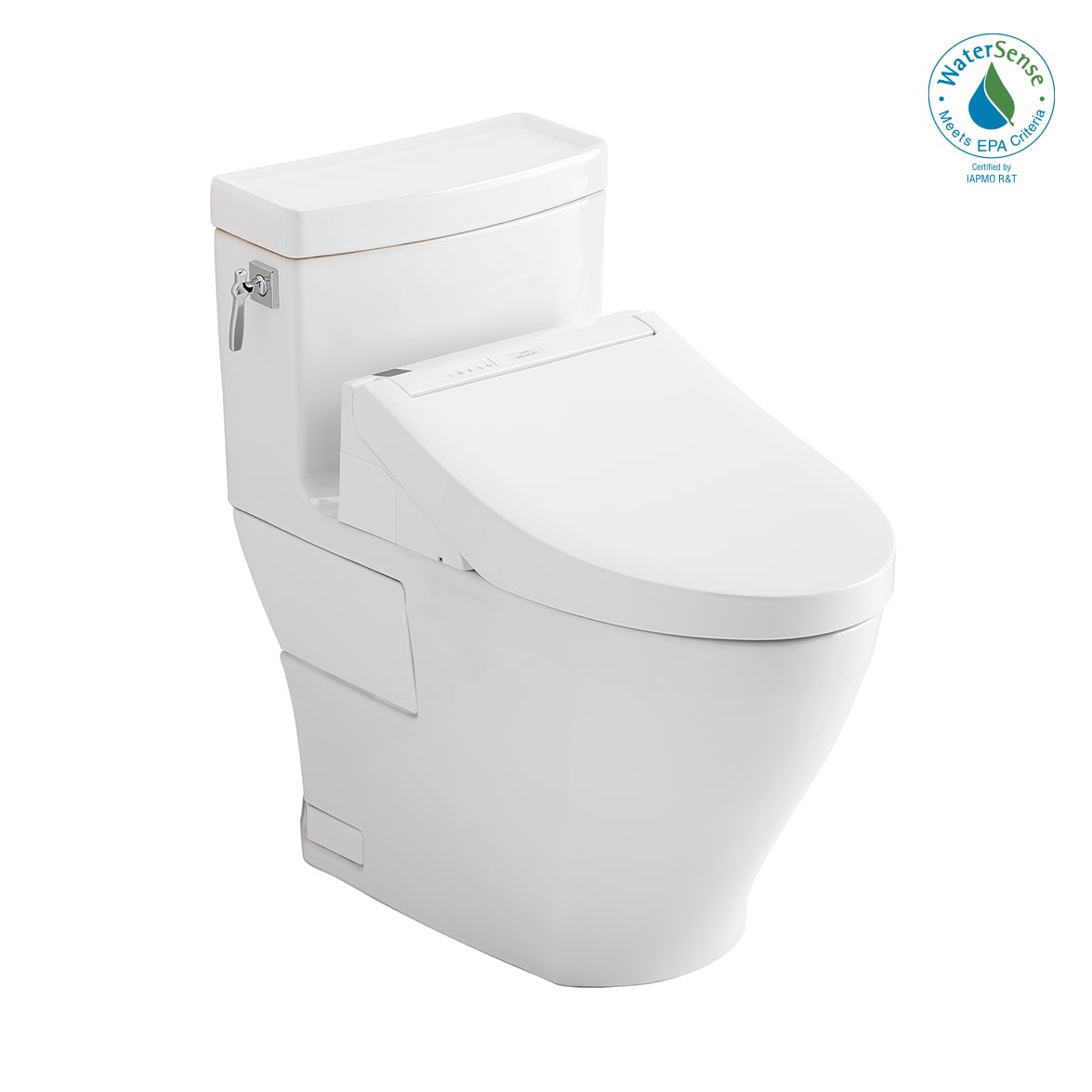 Washlet+ de TOTO Blanco Algodón Individual Alargado Altura Estándar Cierre Suave de Una Pieza WC Bidé de 12 pulgadas de Descarga WaterSense Etiquetado 1.28 GPF MW6263084CEFG-01