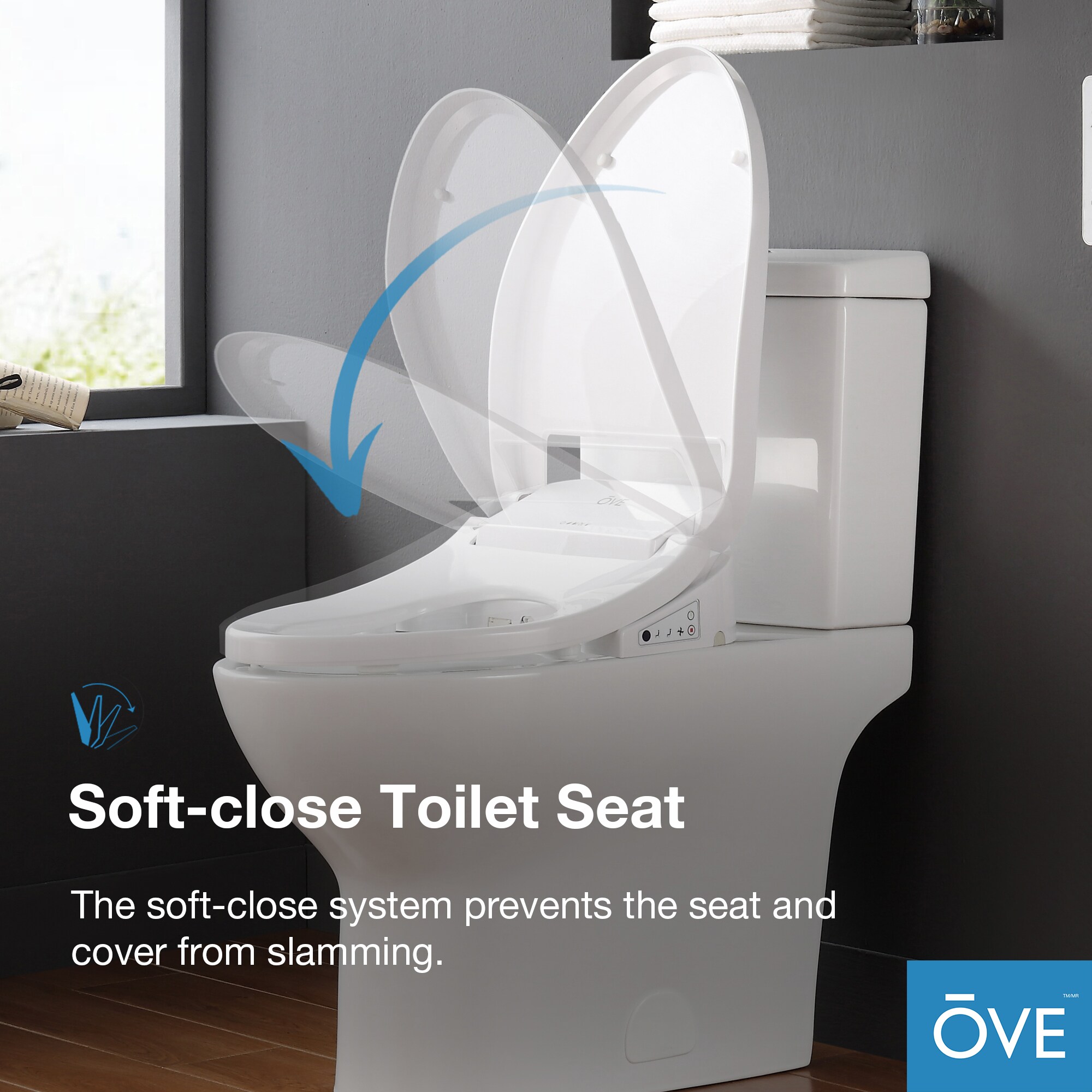 OVE Decors Felix Blanco Bidet de Altura de Silla alargada con Cierre Suave Inteligente de Doble Descarga de 12 pulgadas Rough-In, Etiquetado WaterSense de 1.6 GPF 15WST-FELI15-WHT