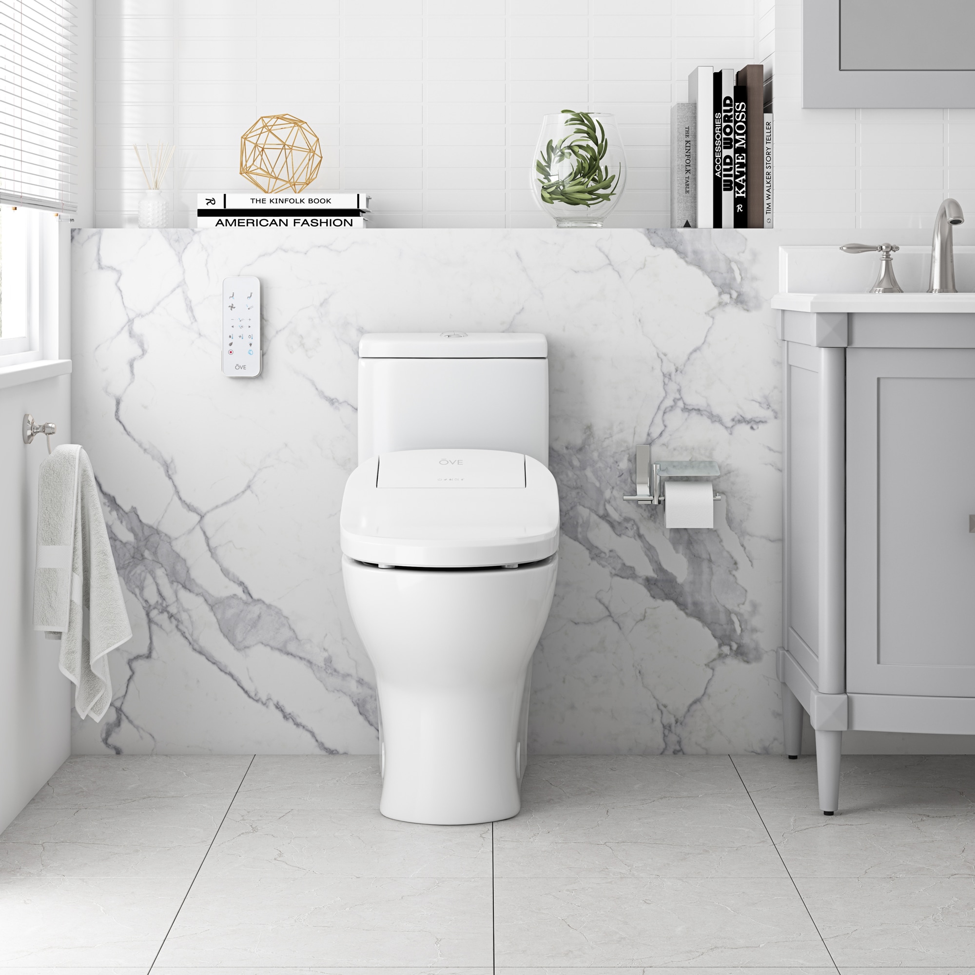 OVE Decors Felix Blanco Bidet de Altura de Silla alargada con Cierre Suave Inteligente de Doble Descarga de 12 pulgadas Rough-In, Etiquetado WaterSense de 1.6 GPF 15WST-FELI15-WHT