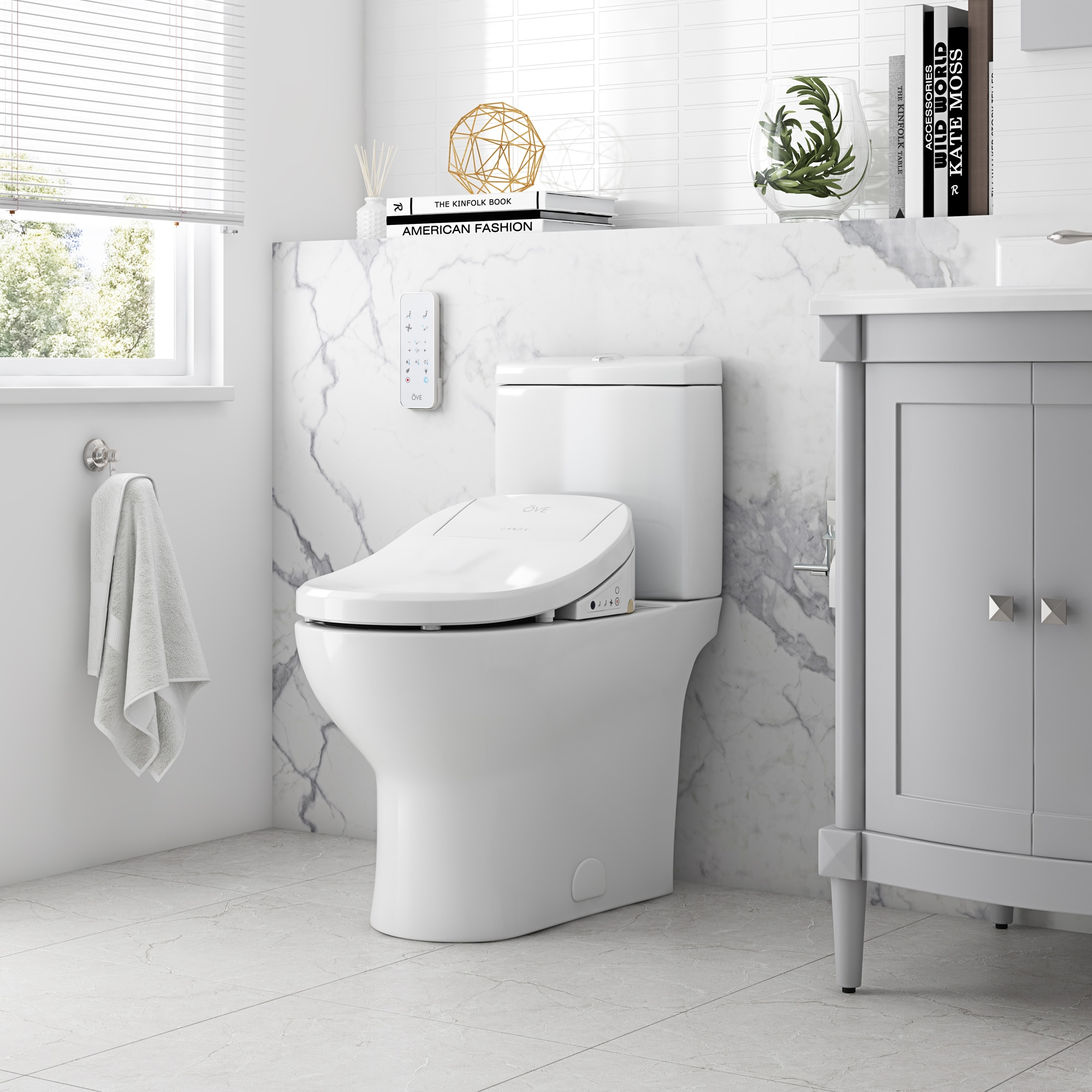 OVE Decors Felix Blanco Bidet de Altura de Silla alargada con Cierre Suave Inteligente de Doble Descarga de 12 pulgadas Rough-In, Etiquetado WaterSense de 1.6 GPF 15WST-FELI15-WHT