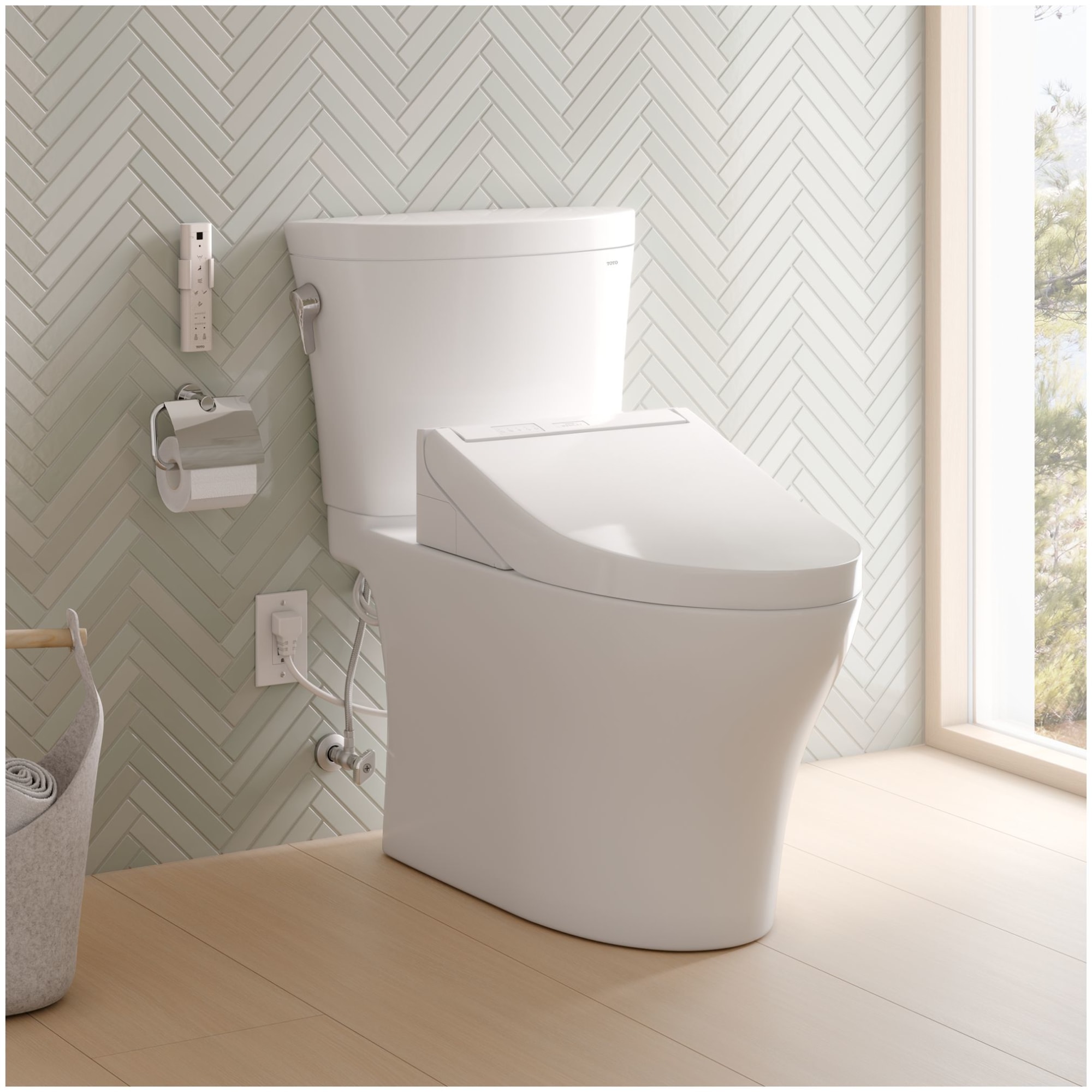 TOTO Algodón Blanco con Descarga Doble alargada Altura Estándar Cierre Suave de 2 piezas Bidé 12 pulgadas WaterSense Etiqueta 1.28 GPF MW4483084CEMFGN-01