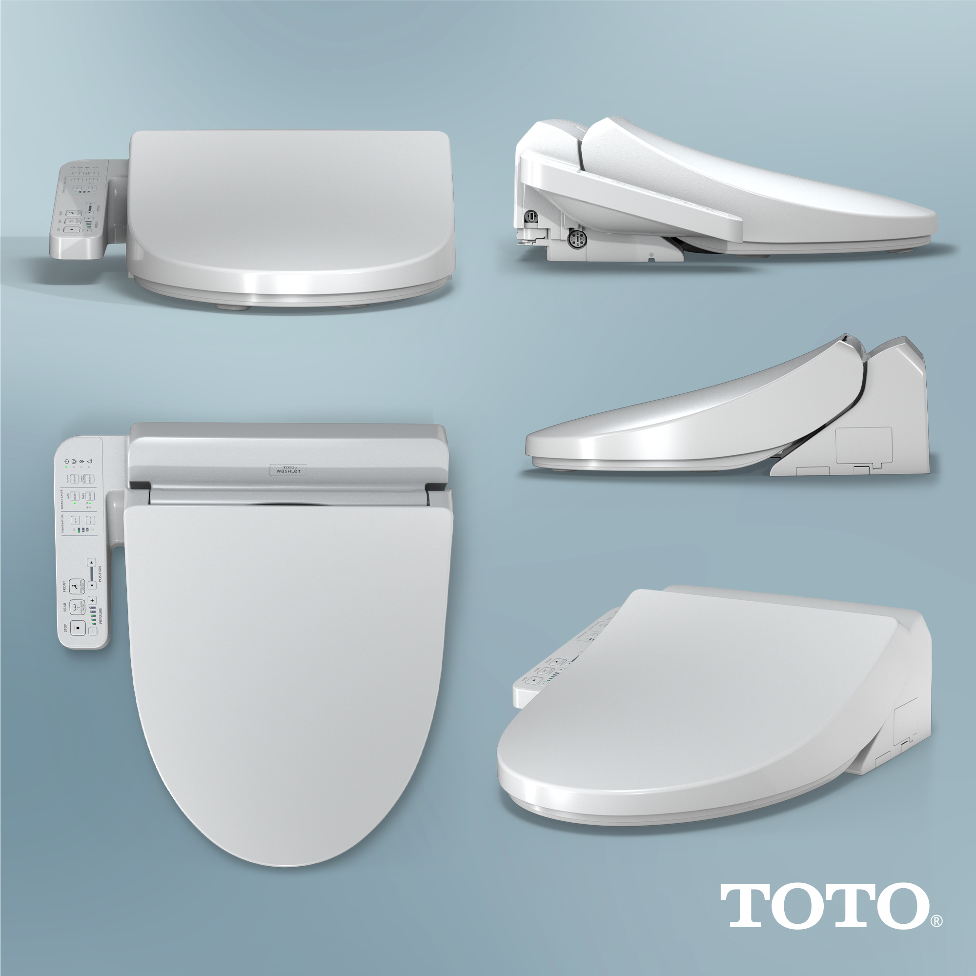 Asiento de baño con bidé calentado, cierre suave y alargado de plástico blanco de algodón TOTO SW3004-01