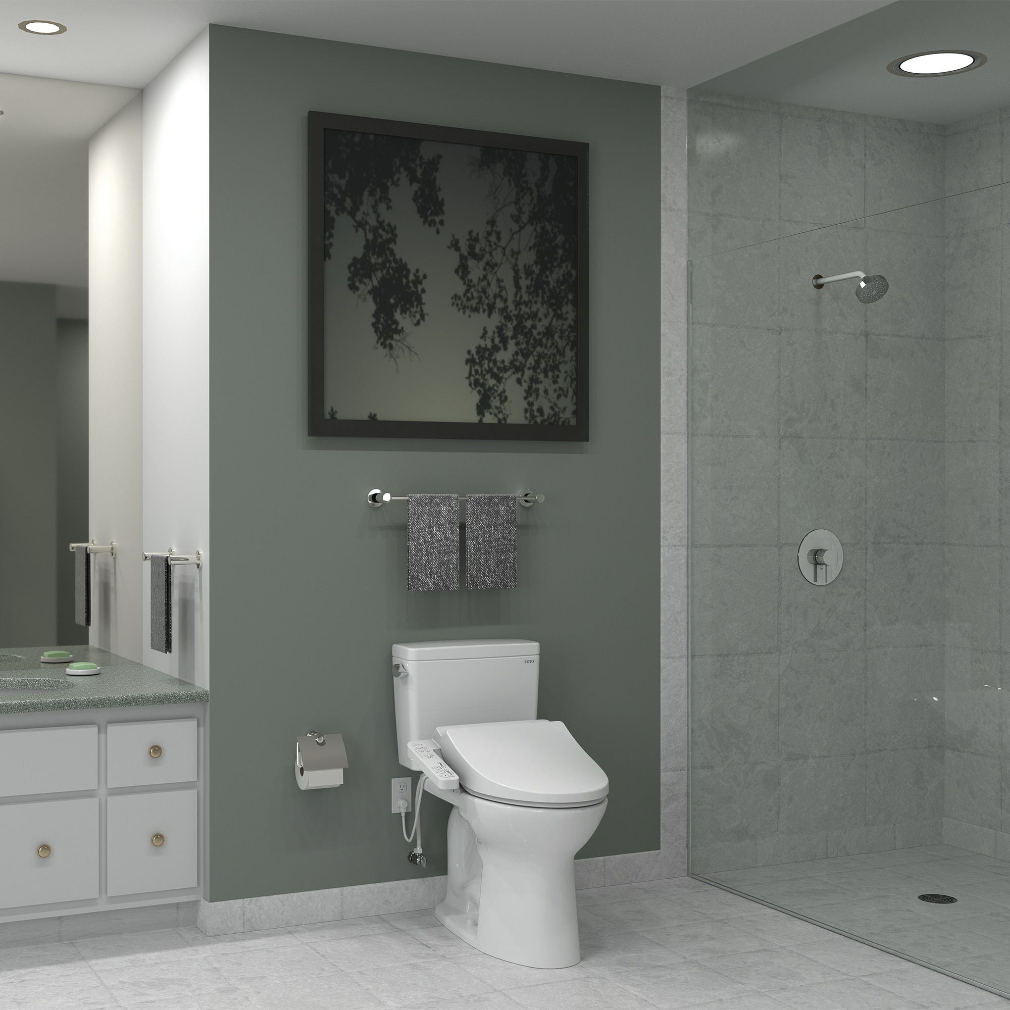 Asiento de baño con bidé calentado, cierre suave y alargado de plástico blanco de algodón TOTO SW3004-01