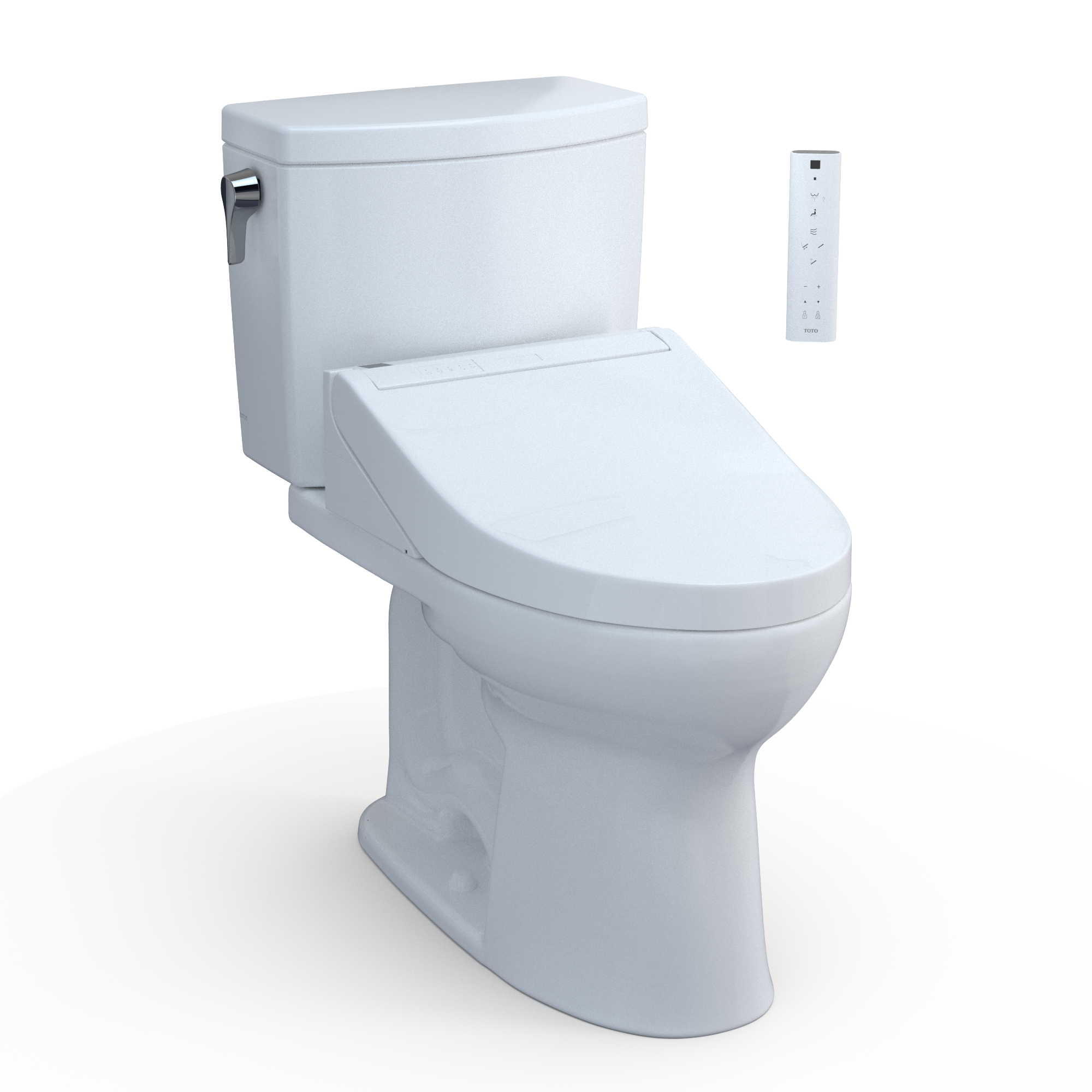 Bidé TOTO Washlet+ Blanco de Algodón Individual alargado Altura estándar con cierre suave de 2 piezas 12 pulgadas de desagüe marcado con WaterSense 1.0 GPF MW4543084CUFG-01