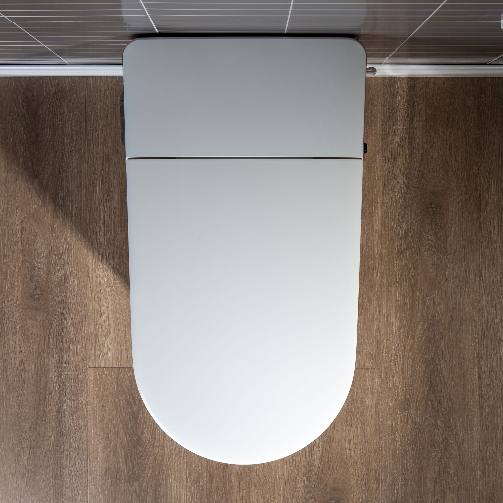 Bañera bidireccional blanca de Toscano de Woodbridge con cierre suave inteligente y altura estándar, alargada de una sola pieza con asiento bidet de 12 pulgadas y descarga doble de 1.6 GPF LT527
