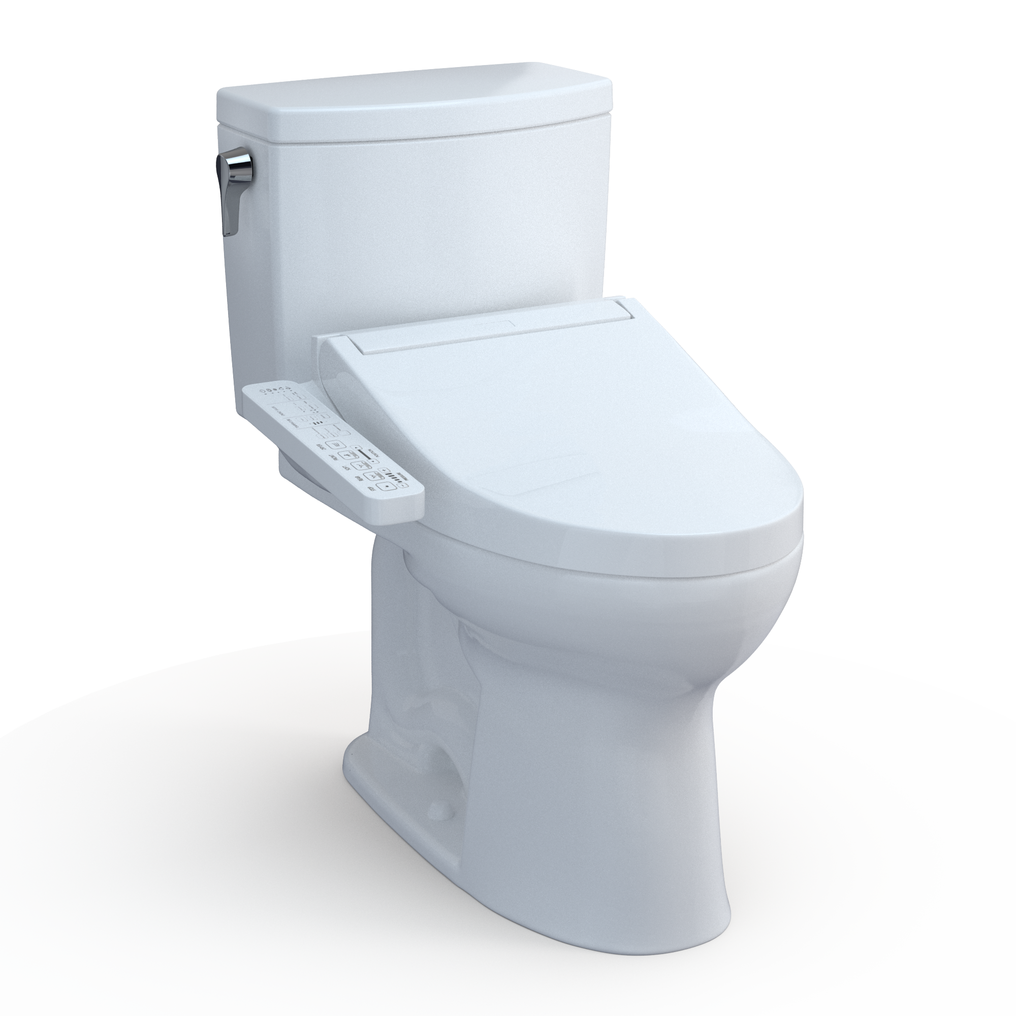 TOTO Washlet+ Blanco de Algodón Individual Alargado Estándar con Altura Suave de Cierre Suave de 2 Piezas Bidet de 12 pulgadas Rough-In Con Etiqueta WaterSense de 1.0 GPF MW4543074CUFG-01