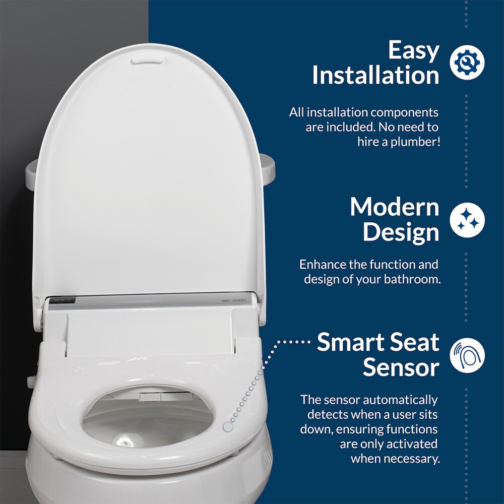 Asiento de inodoro tipo bidé de cierre suave alargado blanco de plástico Bio Bidet BB-2000