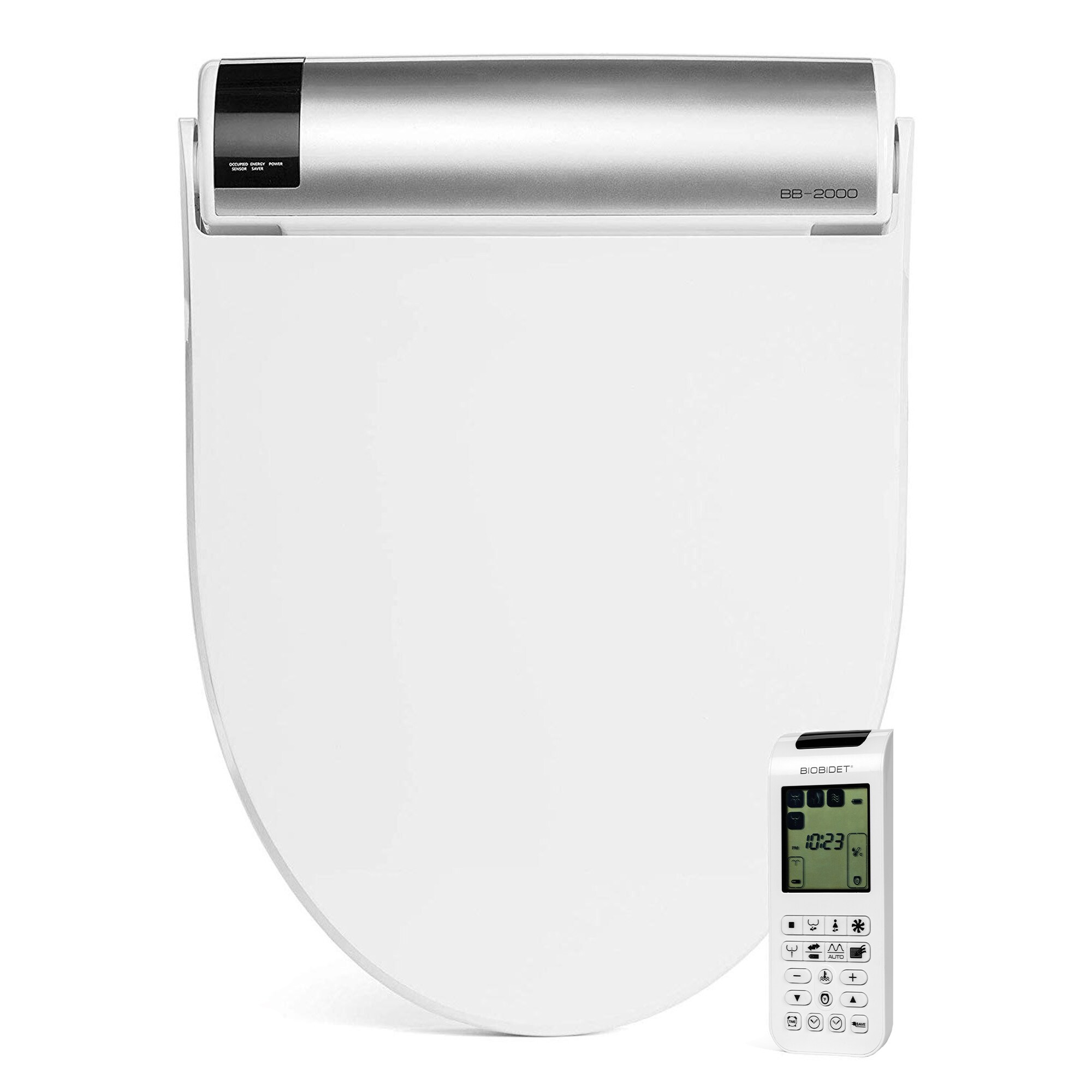 Asiento de inodoro tipo bidé de cierre suave alargado blanco de plástico Bio Bidet BB-2000