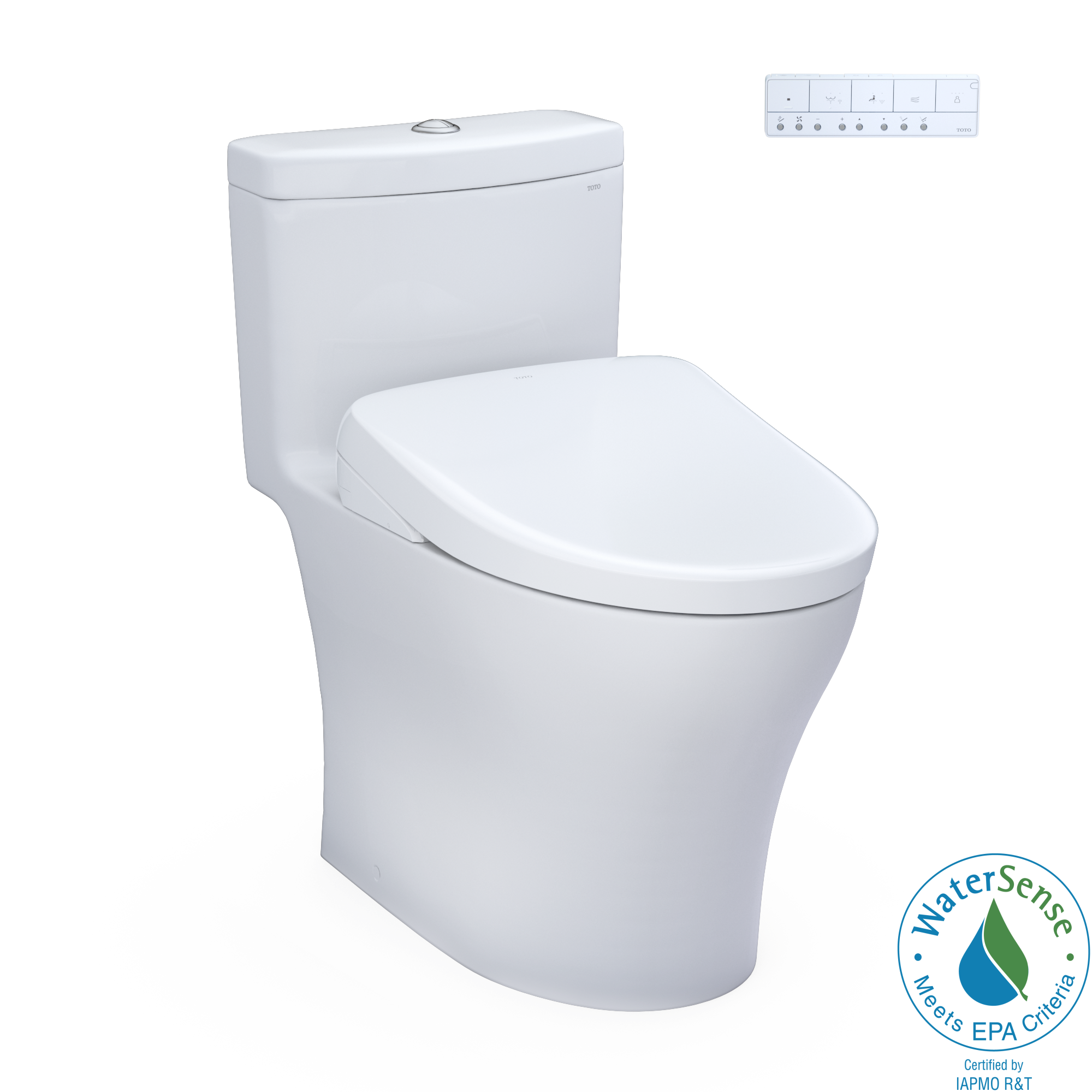 TOTO Aquia blanco de algodón con doble descarga, alargado a altura de silla, bidet de una sola pieza con descarga de 1.28 GPF y conexión de 12 pulgadas de áspero.