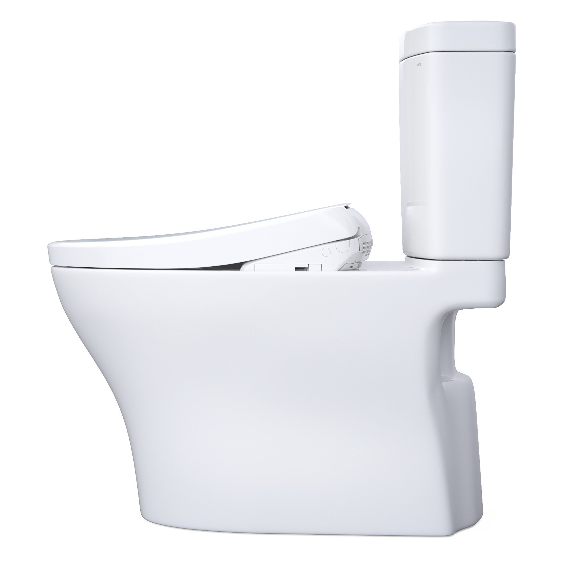 TOTO Aquia Blanco de Algodón con Descarga Dual, Altura Estándar Alargado, Cierre Suave, Bidet de 2 Piezas con Descarga de 1.28 GPF y 12 Pulgadas de Desagüe Bruto MW4464736CEMFGNA-01