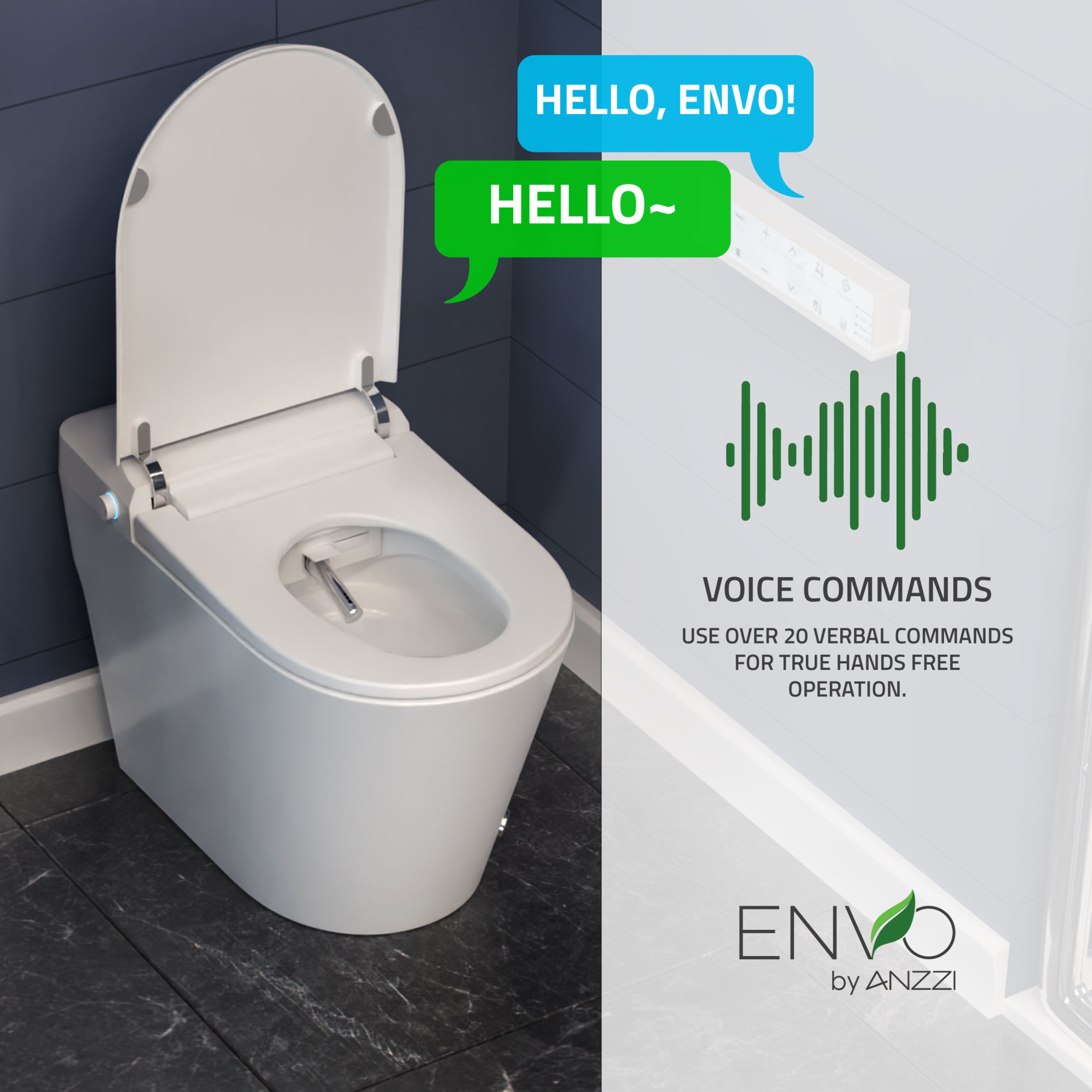 ANZZI Inodoro Blanco sin Contacto de Descarga con Altura Estándar alargado Smart Soft Close 1 pieza Bidet 12 pulgadas de Rough-In 1.28 GPF TL-ST950WIFI-WH