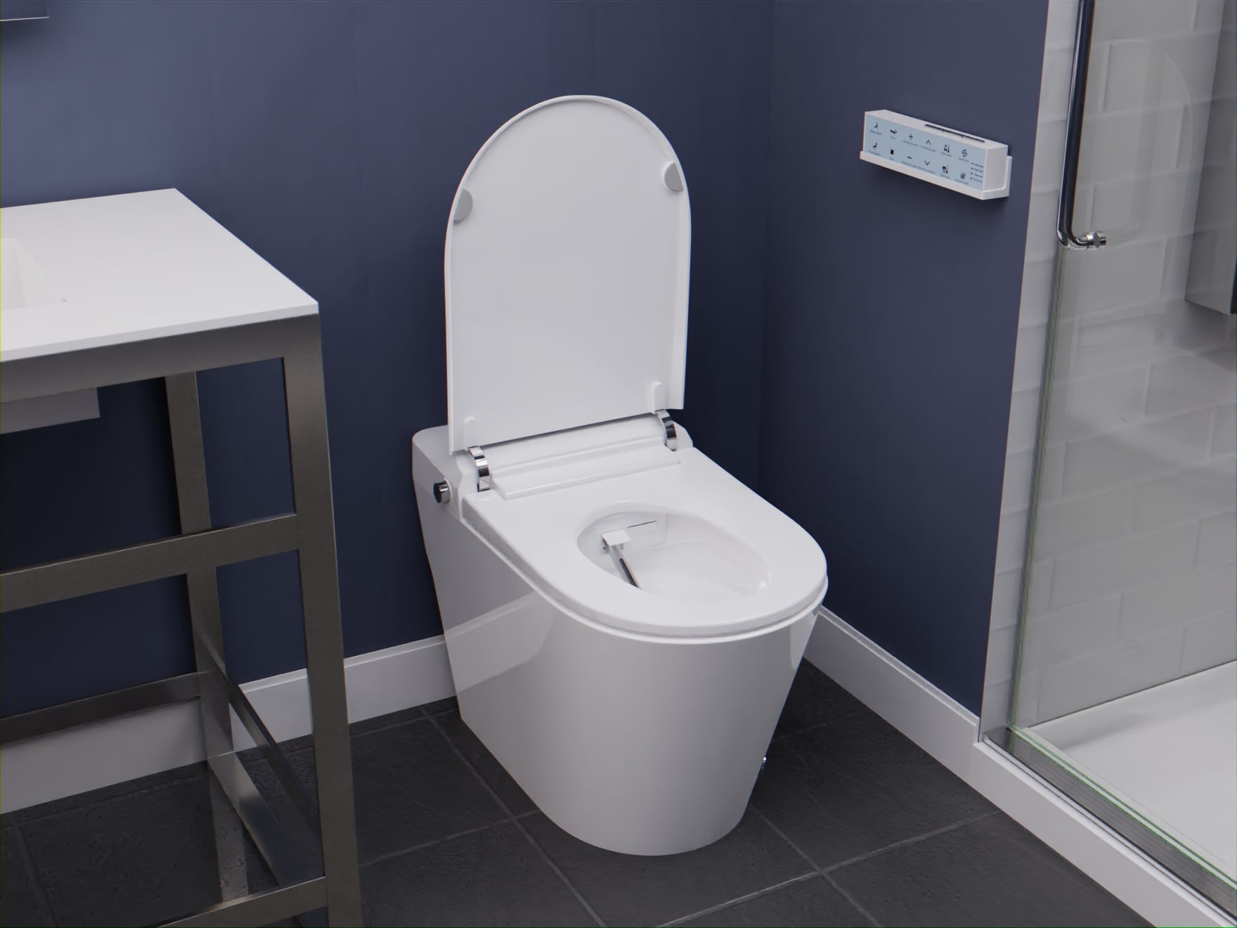 ANZZI Inodoro Blanco sin Contacto de Descarga con Altura Estándar alargado Smart Soft Close 1 pieza Bidet 12 pulgadas de Rough-In 1.28 GPF TL-ST950WIFI-WH
