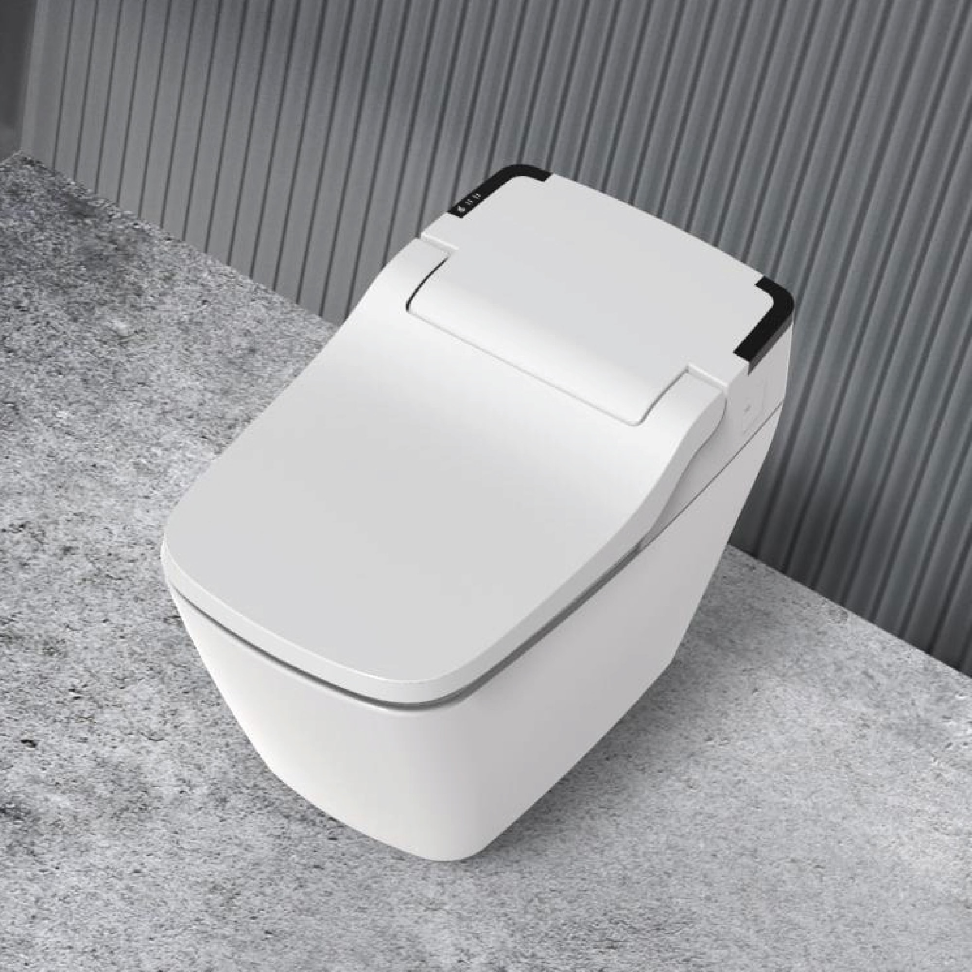 VOVO STYLEMENT Inodoro de una Pieza con Luz UV-A LED Blanco de Doble Descarga Cuadrado con Altura Estándar, Cierre Suave Inteligente y Bidé Integrado con Desperdicio de 12 pulgadas, Certificado WaterSense de 1.6 GPF TCB-090SA