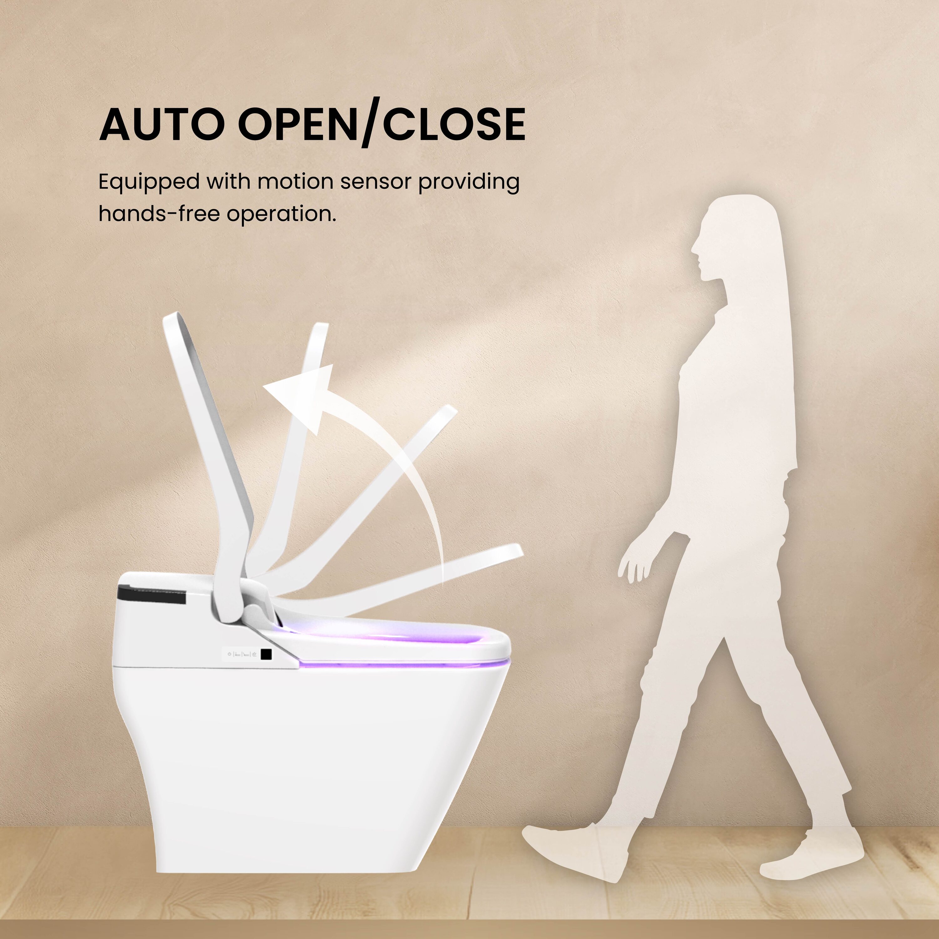 VOVO STYLEMENT Inodoro de una Pieza con Luz UV-A LED Blanco de Doble Descarga Cuadrado con Altura Estándar, Cierre Suave Inteligente y Bidé Integrado con Desperdicio de 12 pulgadas, Certificado WaterSense de 1.6 GPF TCB-090SA